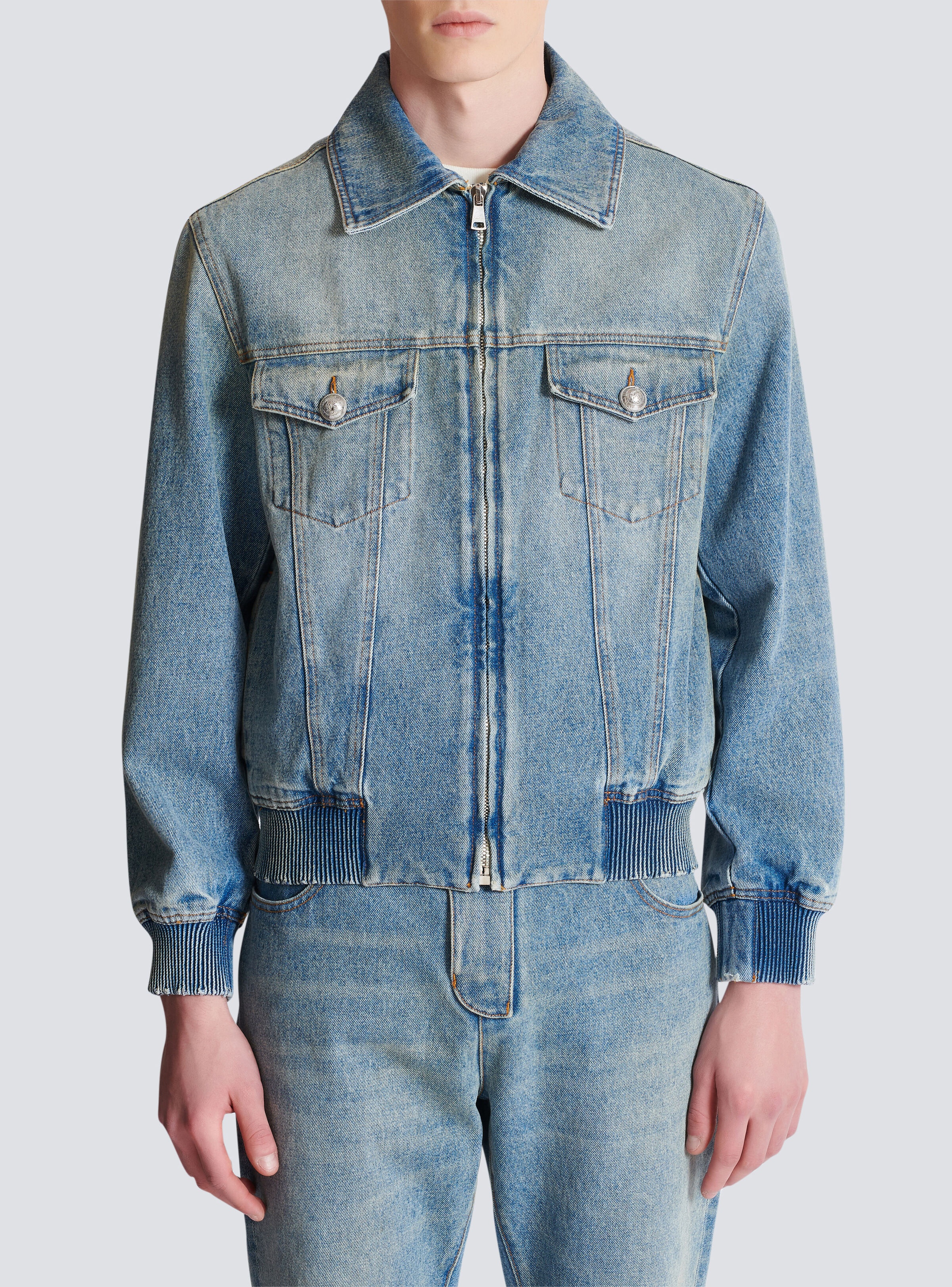 Cropped lined denim jacket - 5