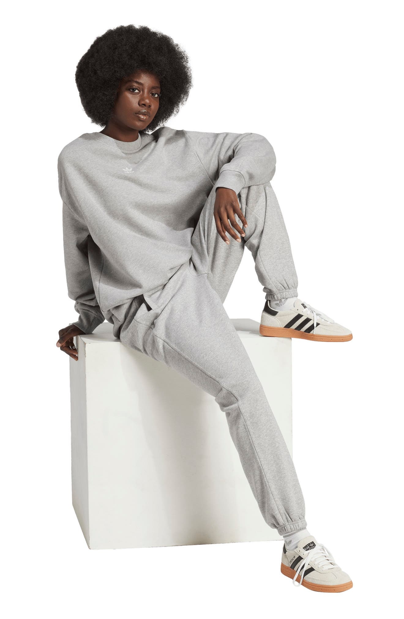 adidas Essentials Trefoil Lifestyle Fleece Sweatpants in Mgreyh at Nordstrom - 5