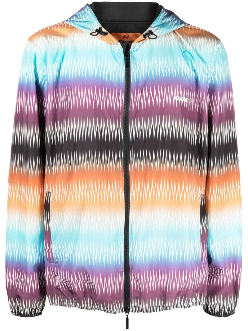 gradient zigzag-print hooded jacket 1