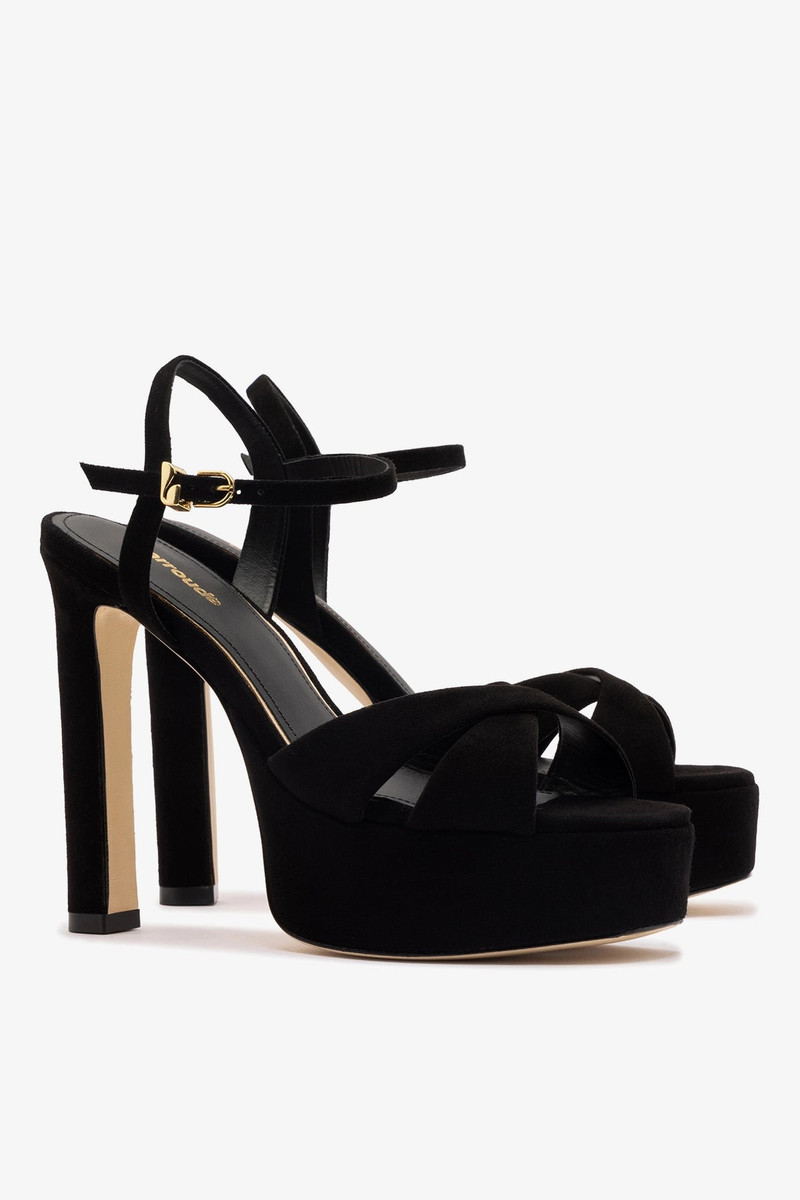 Bianca High Platform Sandal In Black Suede 3
