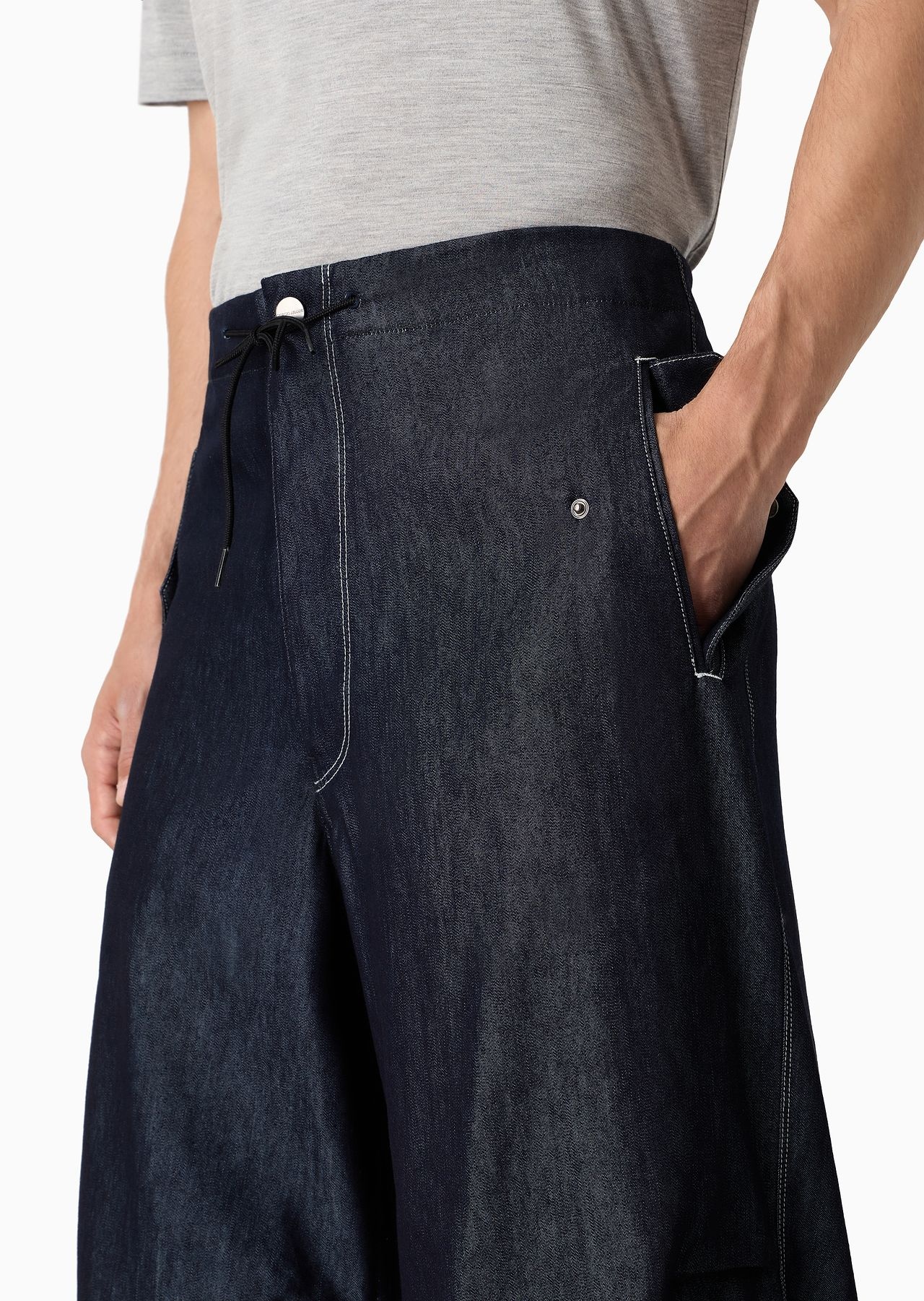 Denim Collection oversized trousers in cotton and silk denim - 5