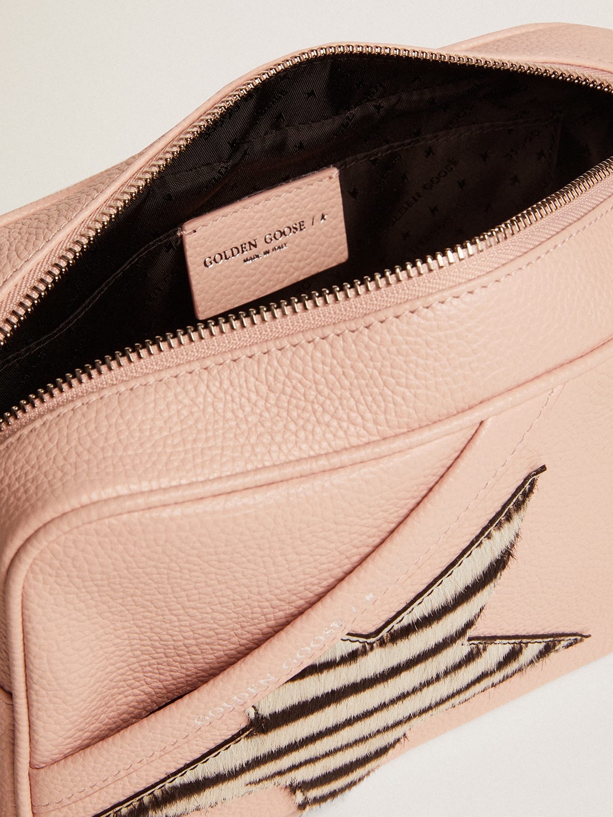 Star Bag in pink leather with zebra-print pony skin star - 4