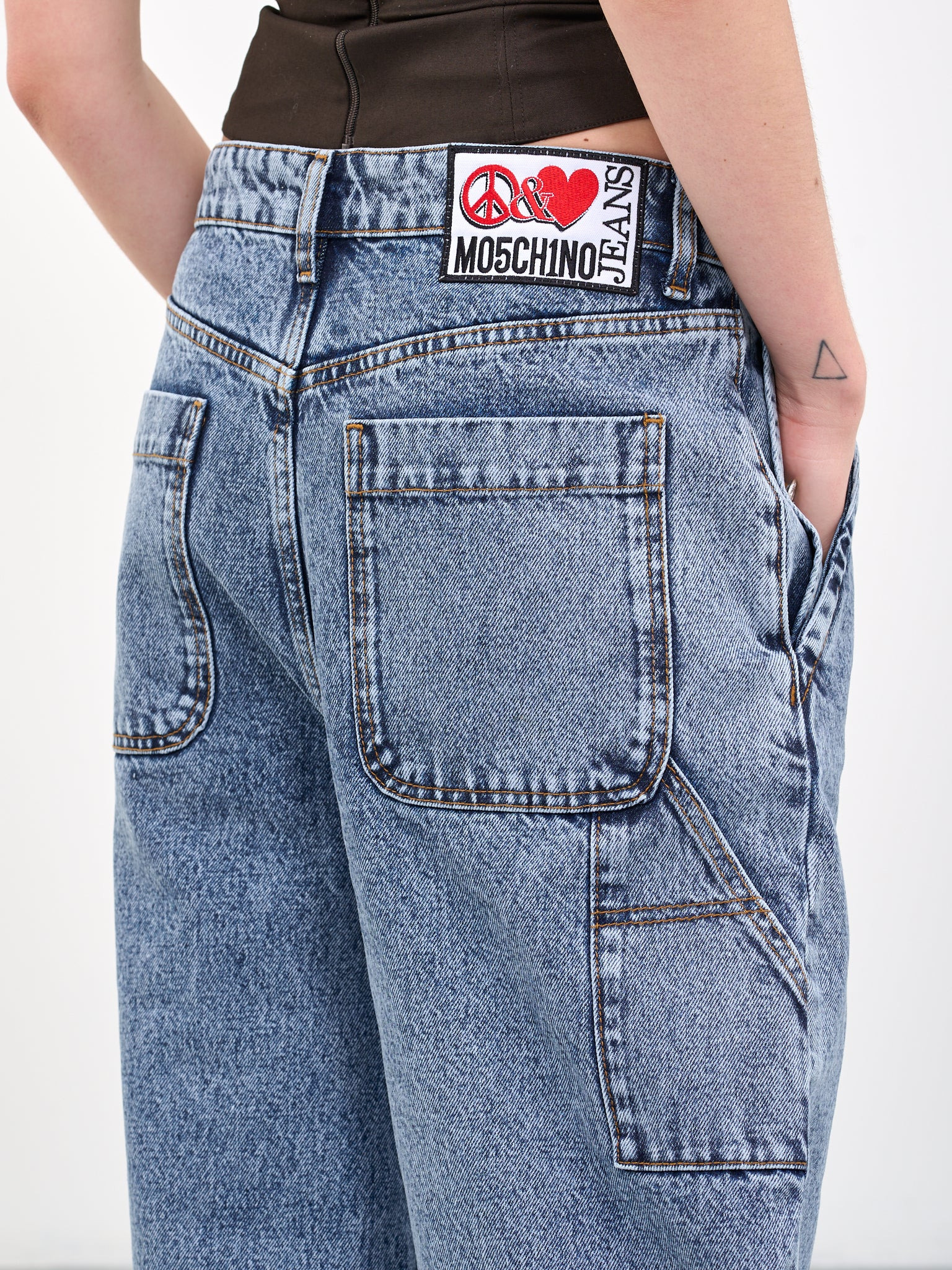 Faded Denim Wide Trousers - 5