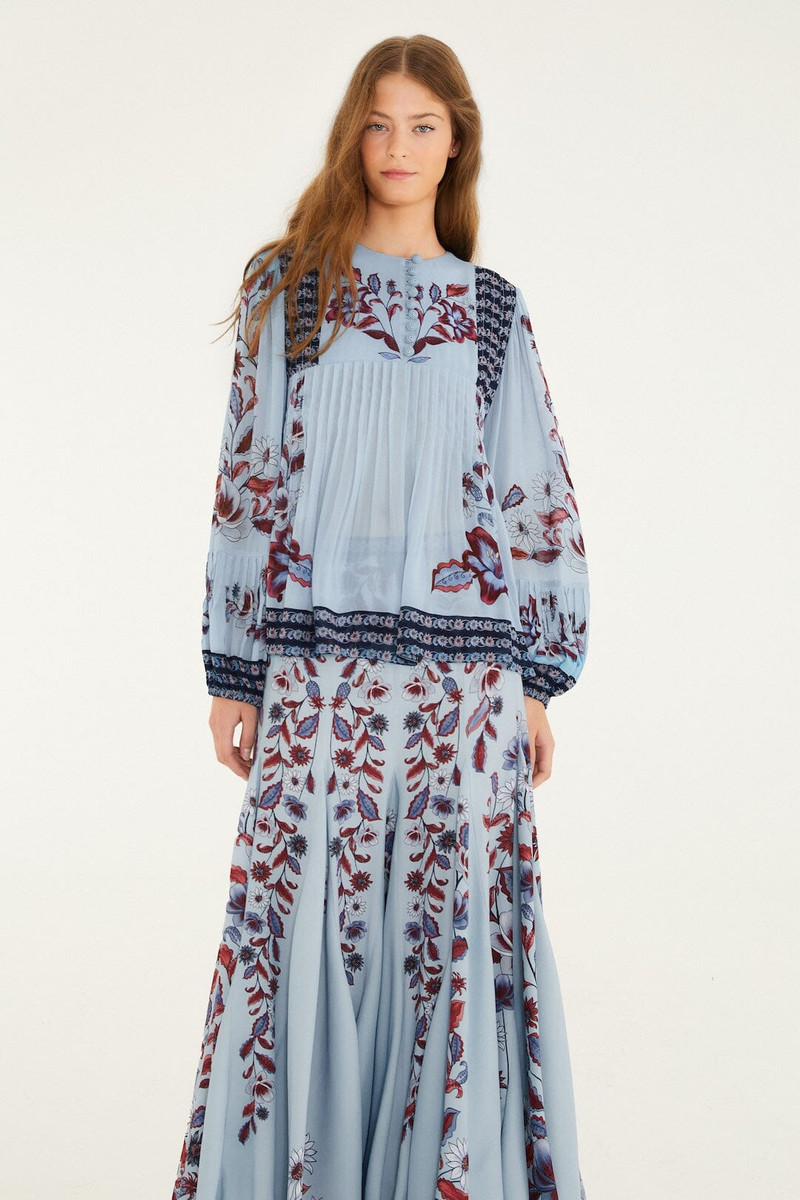 Soft Blue Marcelle Pleated Maxi Skirt 4