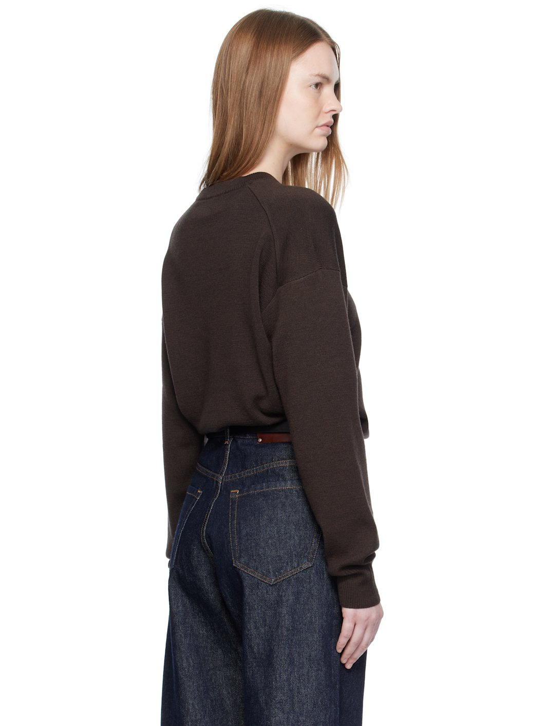 Brown V Neck Sweater - 3