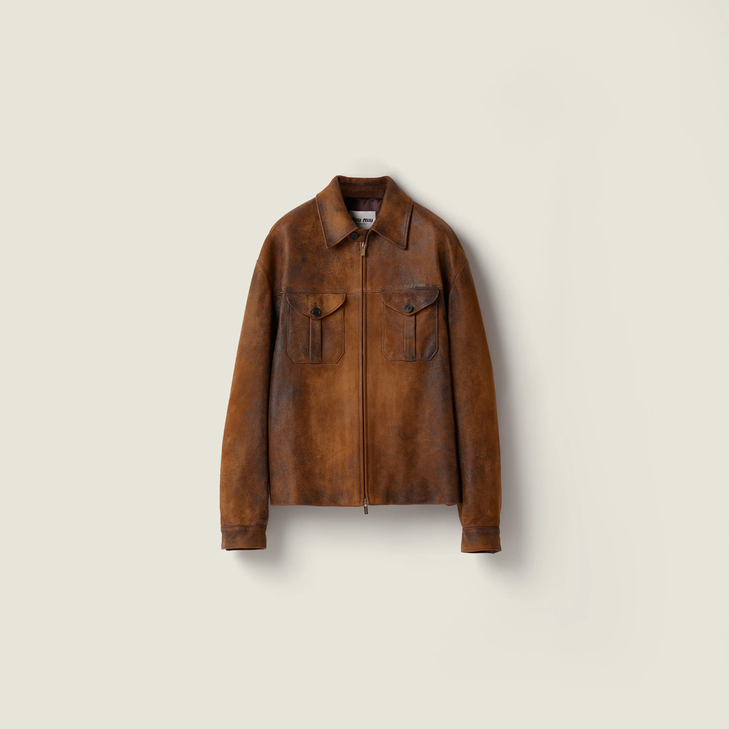 Waxed suede leather jacket - 1