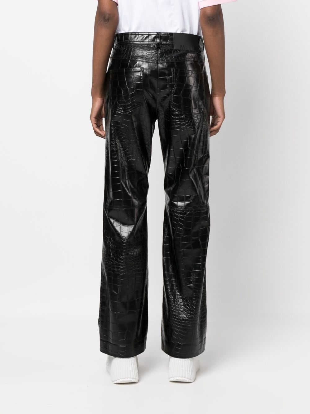 embossed-crocodile straight-leg trousers - 4