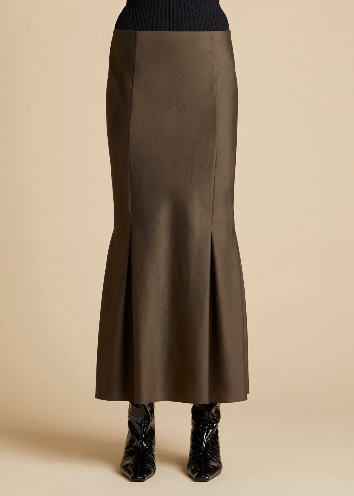 KHAITE The Levine Skirt in Brown | REVERSIBLE