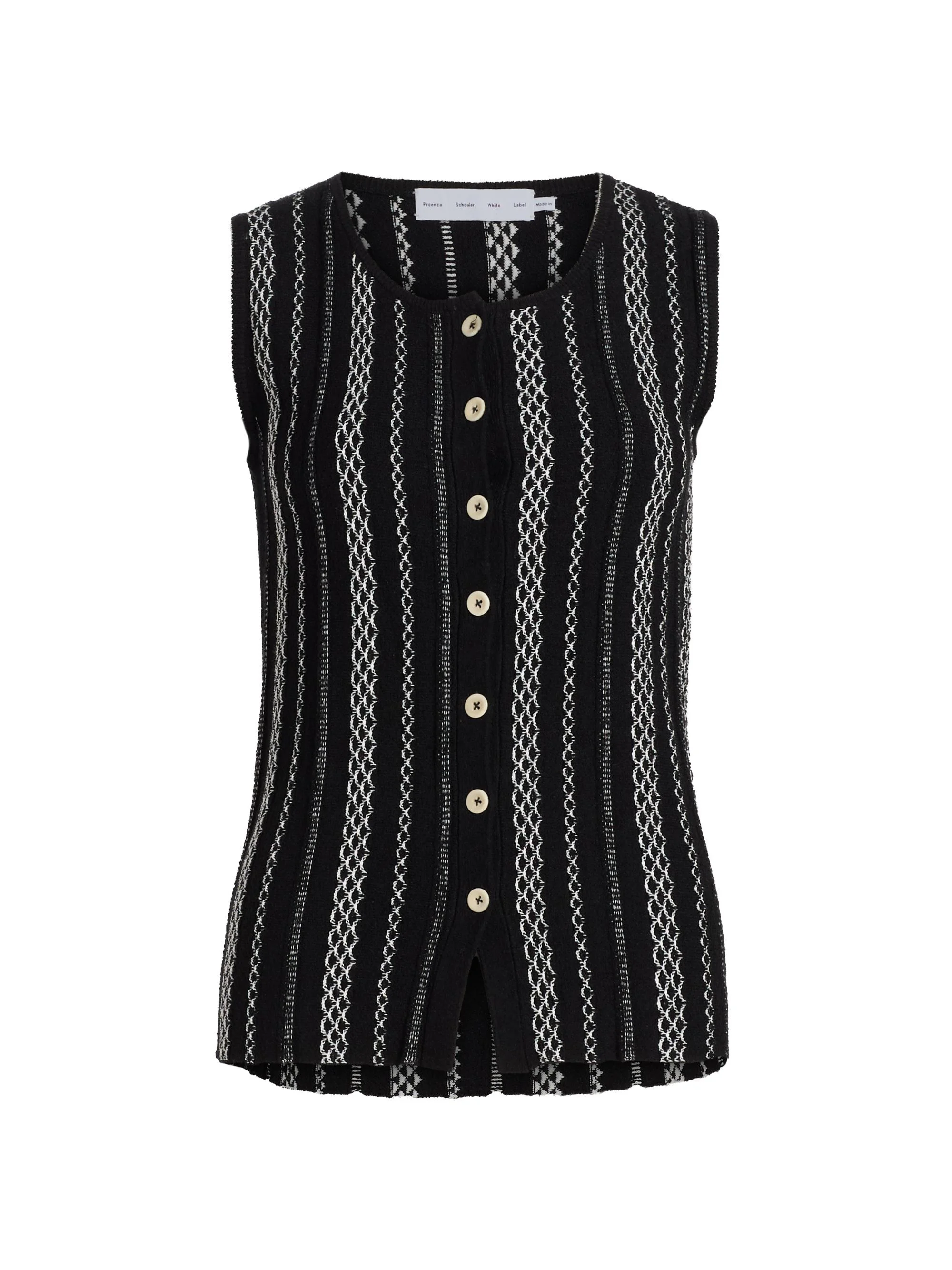 Women's Alyna Textured-Knit Vest - Black White - 1