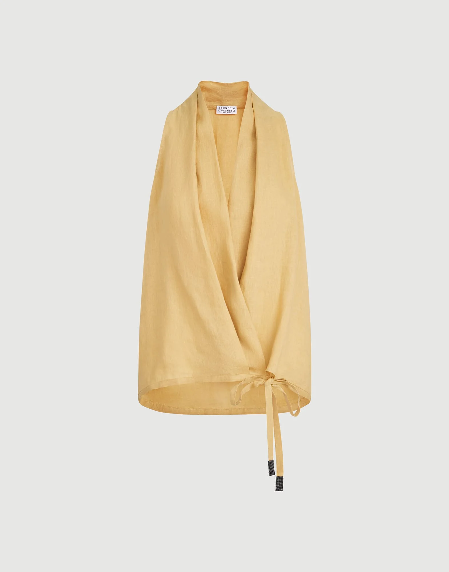 Linen wrap effect vest with monili - 1