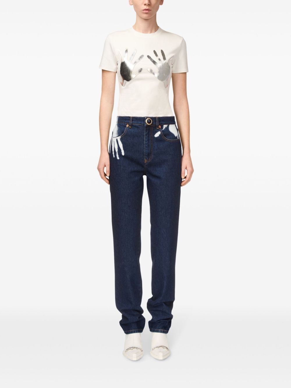 Handprint straight-leg jeans - 3
