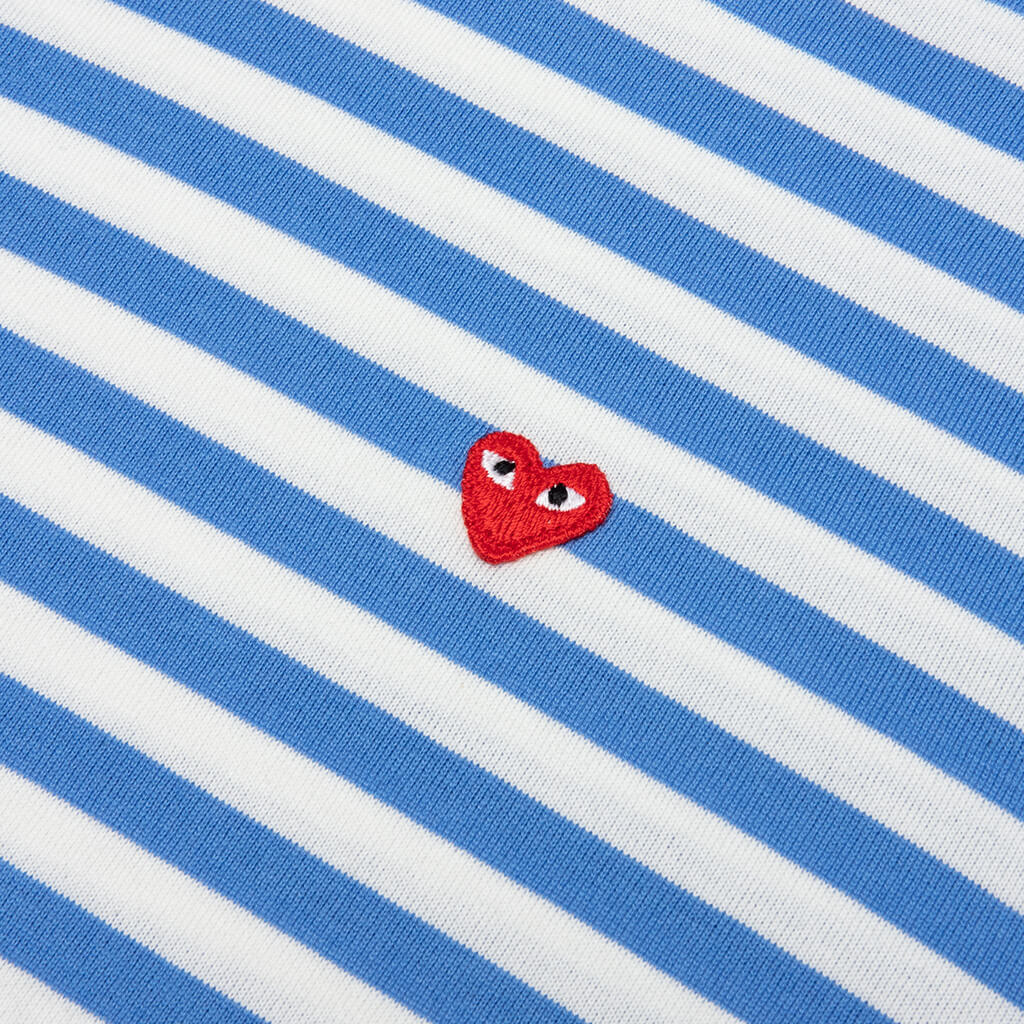 COMME DES GARCONS PLAY STRIPE WHITE T-SHIRT - BLUE - 3