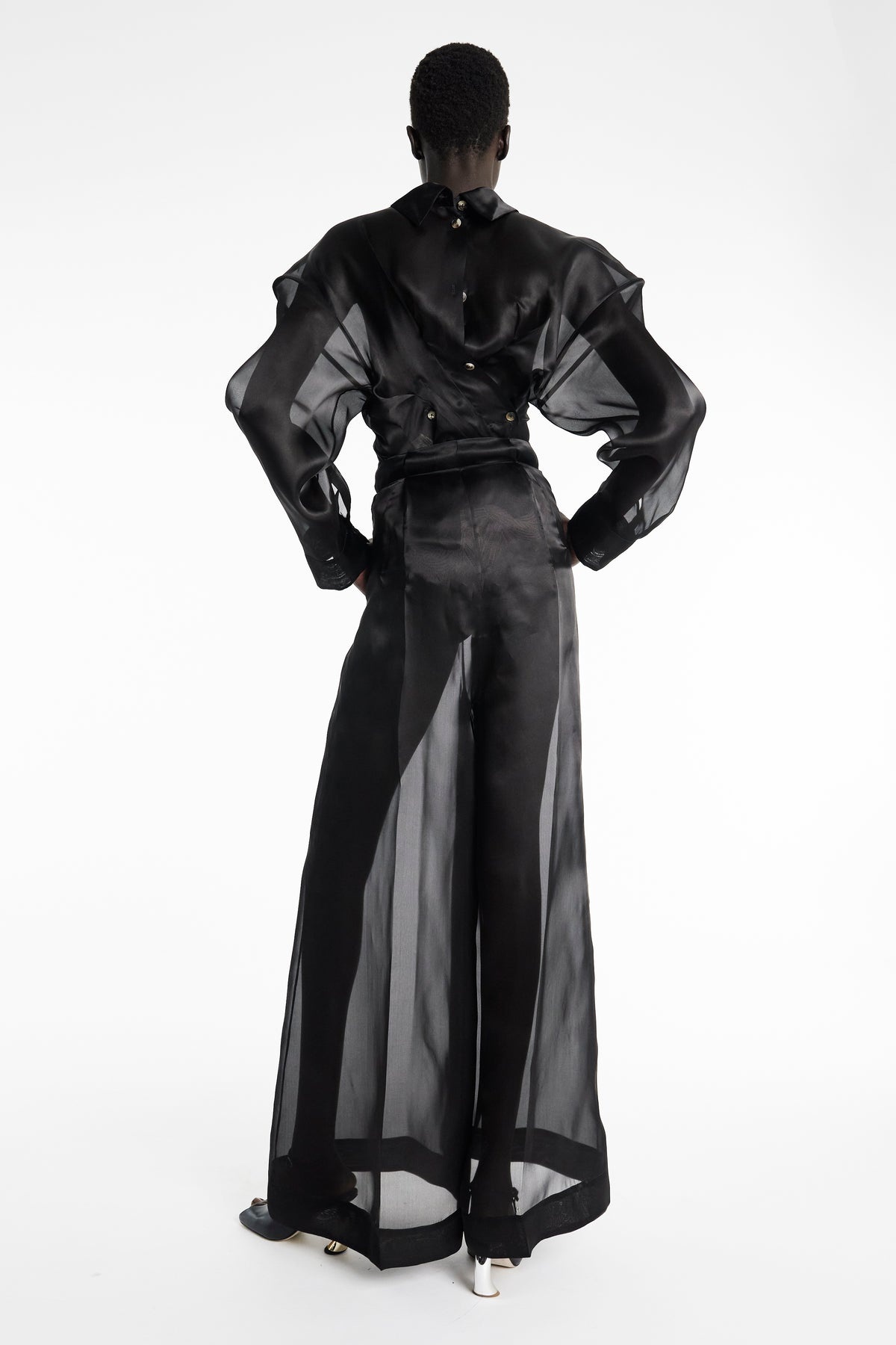 ORGANZA WIDE LEG PANTS BLACK - 2