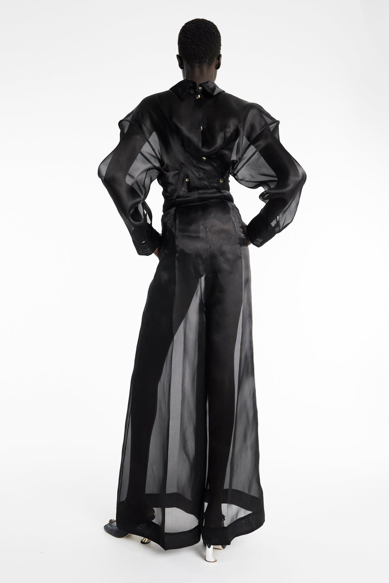 ORGANZA WIDE LEG PANTS BLACK 2
