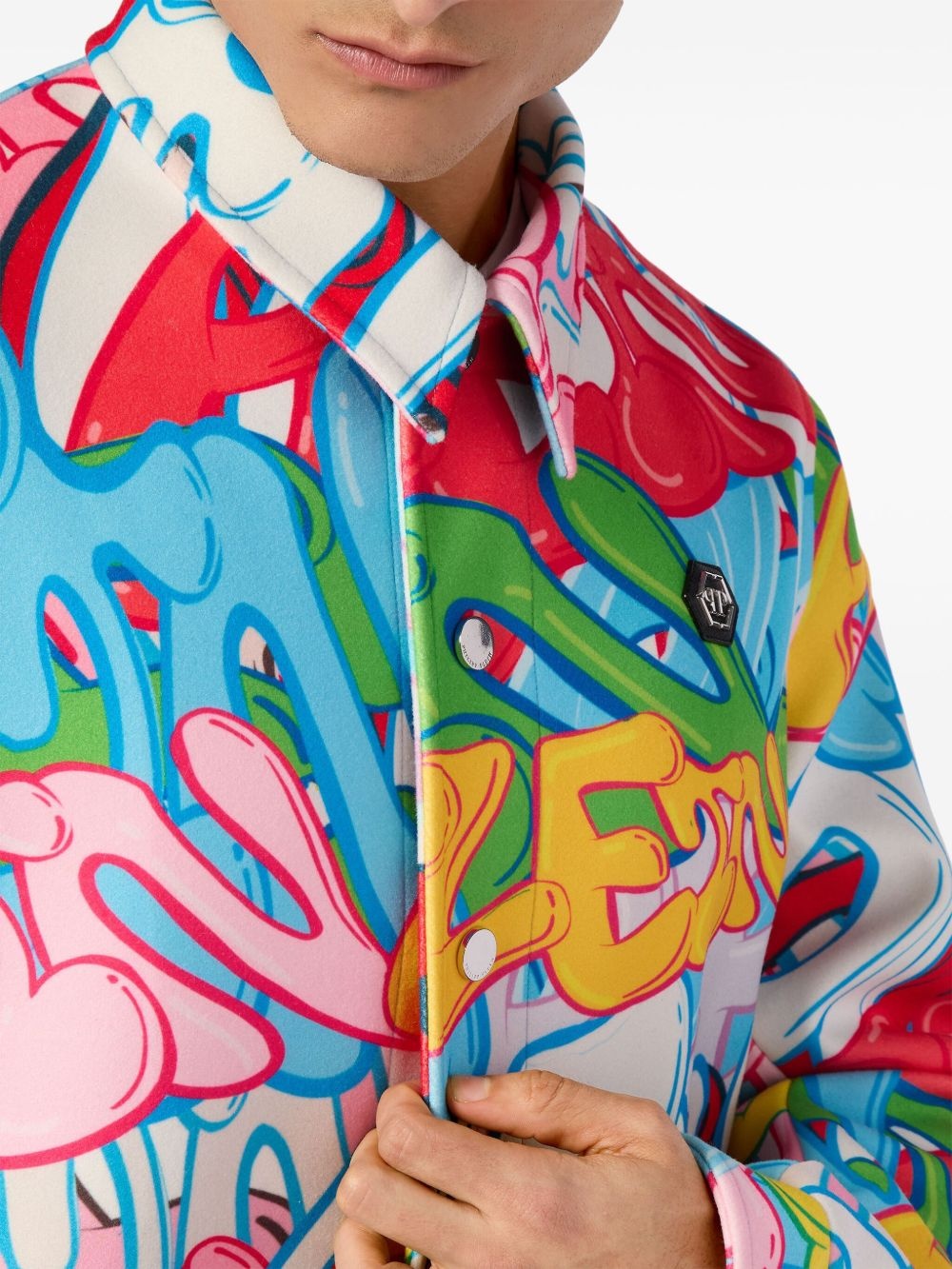 graffiti-print shirt jacket - 4