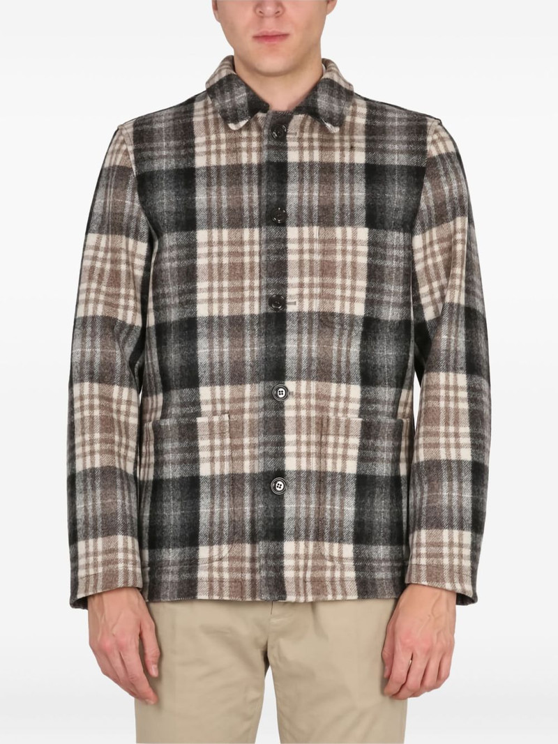 checked-pattern buttoned shirt 1