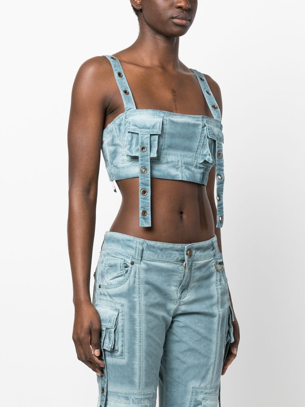 eyelet-detail bandeau top - 3