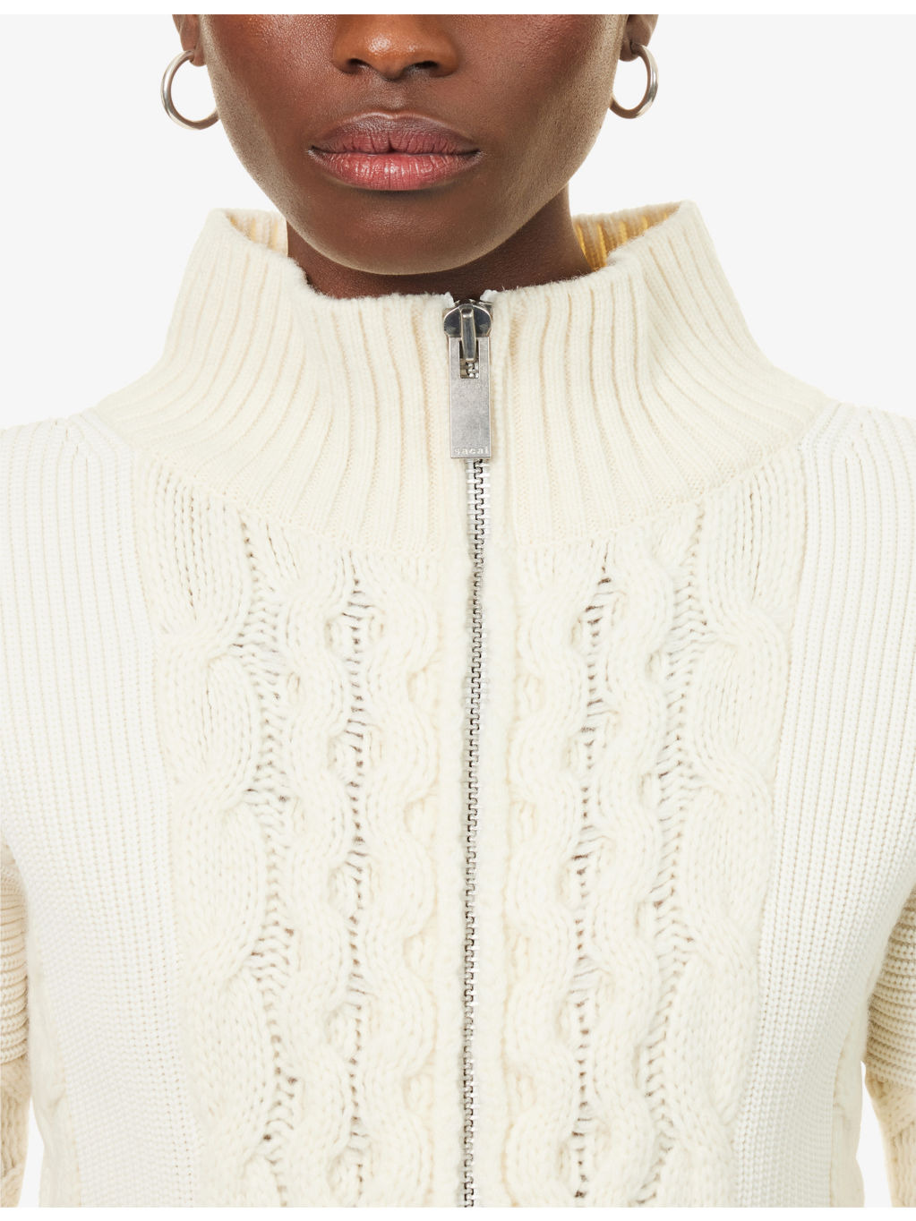 Cable-Knit High-Neck Wool-Blend Jacket - 5