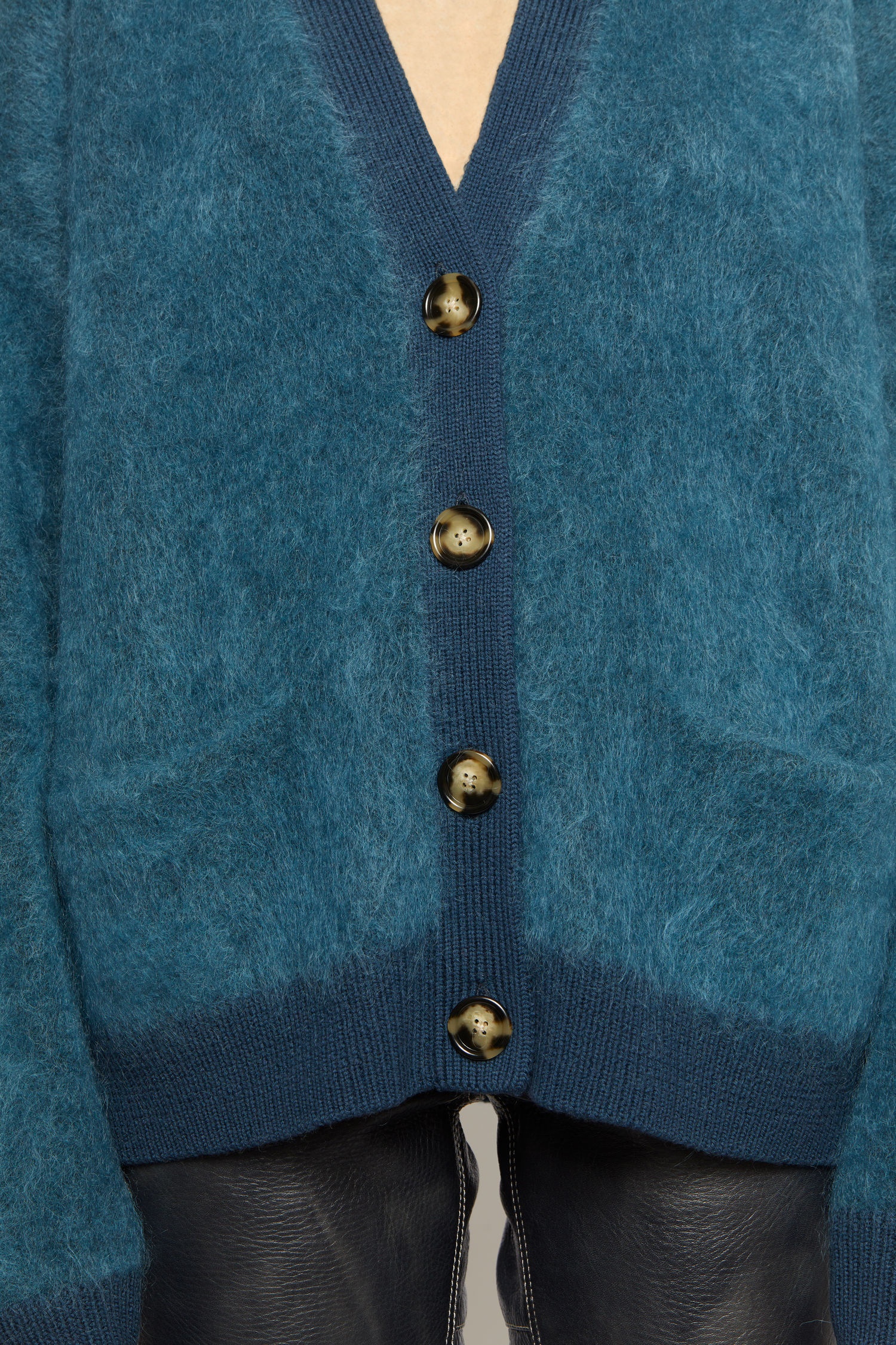 Mohair-blend cardigan teal blue - 1