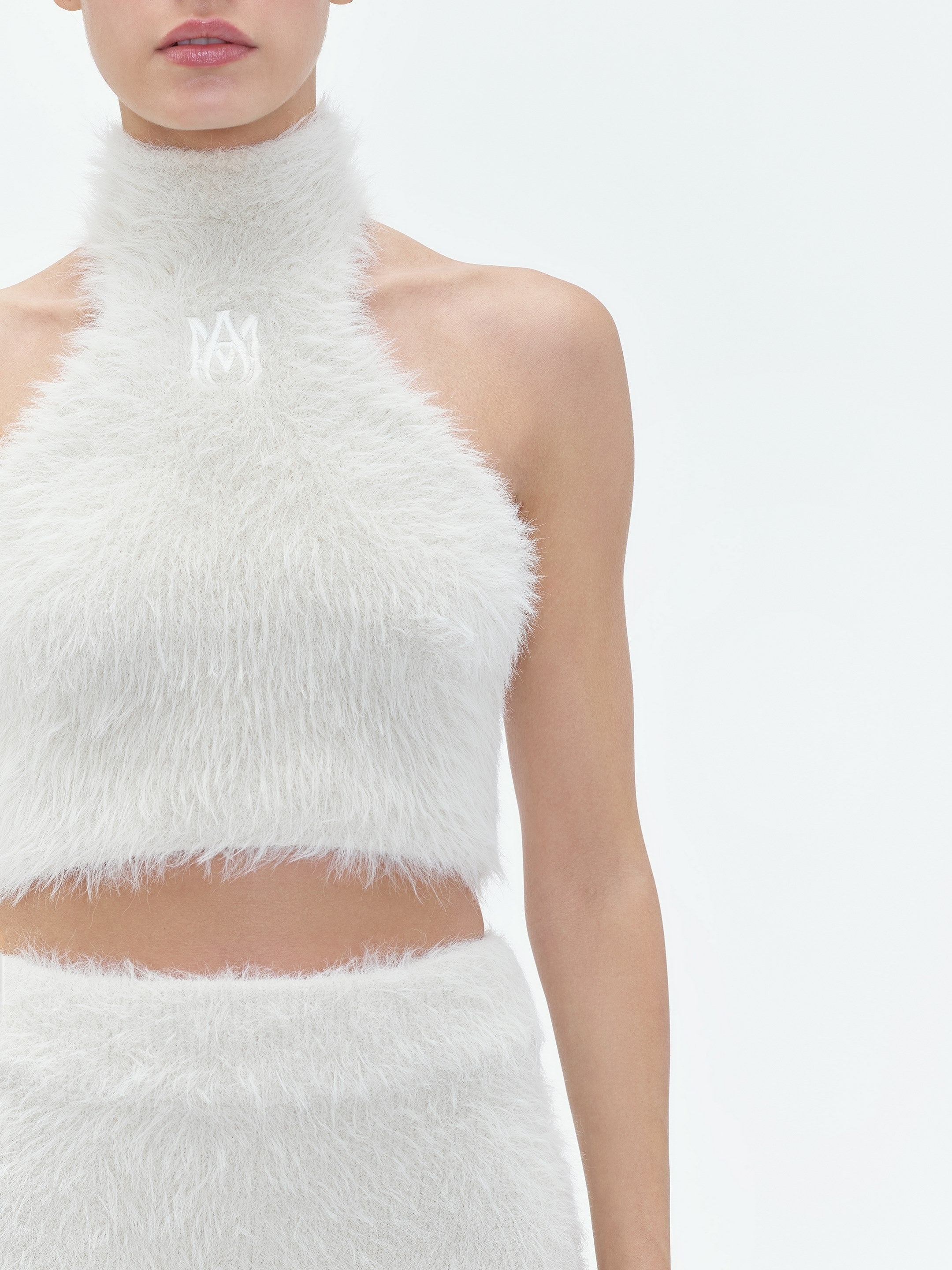FURRY MOCK NECK HALTER TOP - 5