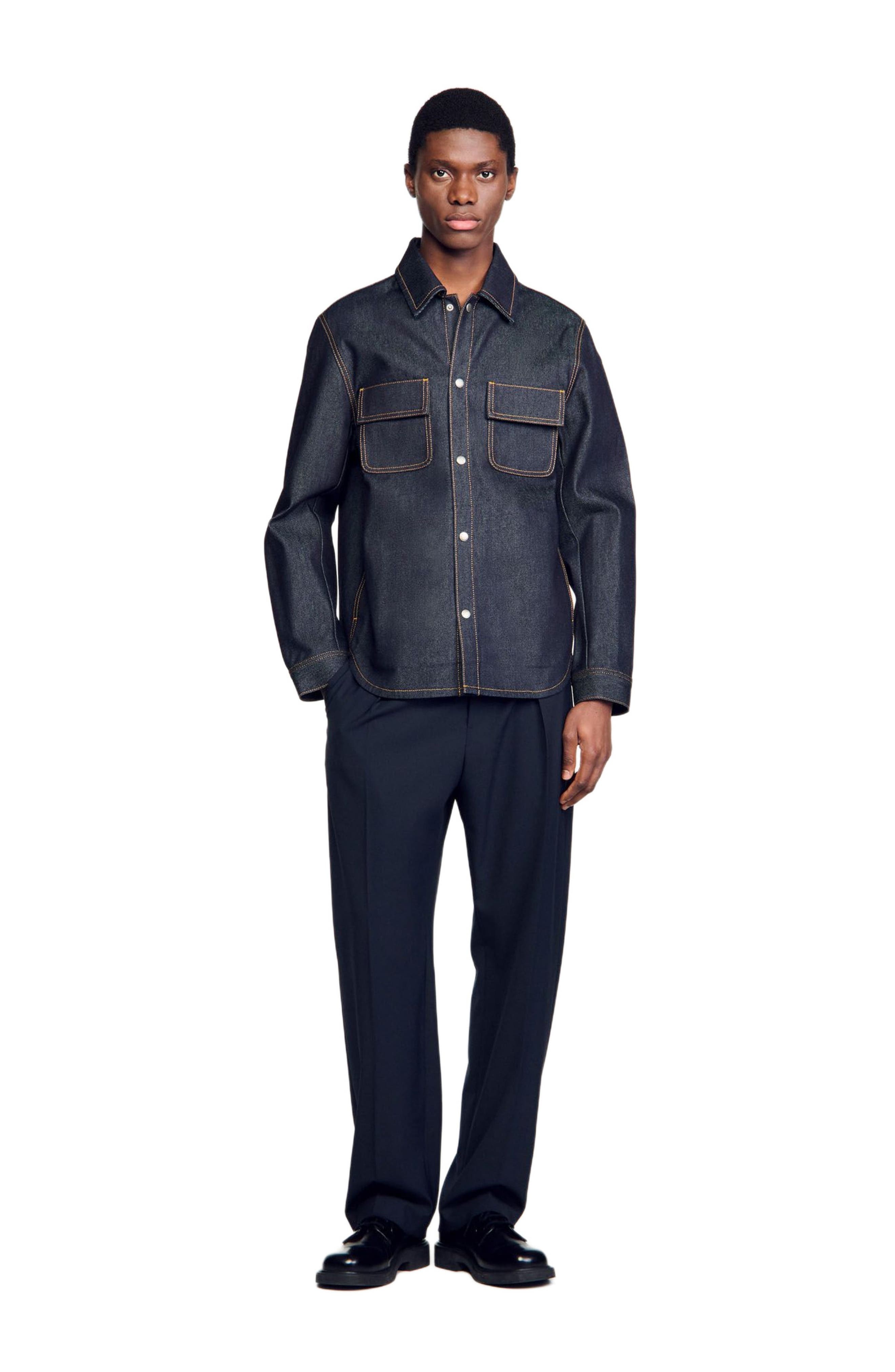 SANDRO Denim overshirt in Raw-Denim at Nordstrom - 6