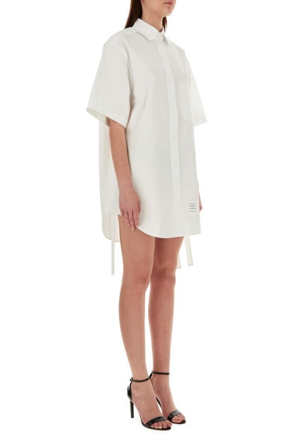 ワンピース THOM BROWNE White Poplin Shirt Mini Dress Thom Browne THOM BROWNE White Poplin Shirt Mini Dress
