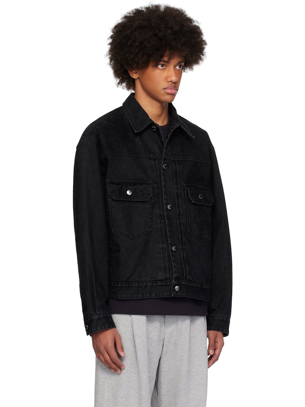 Black Regular Denim Jacket - 2