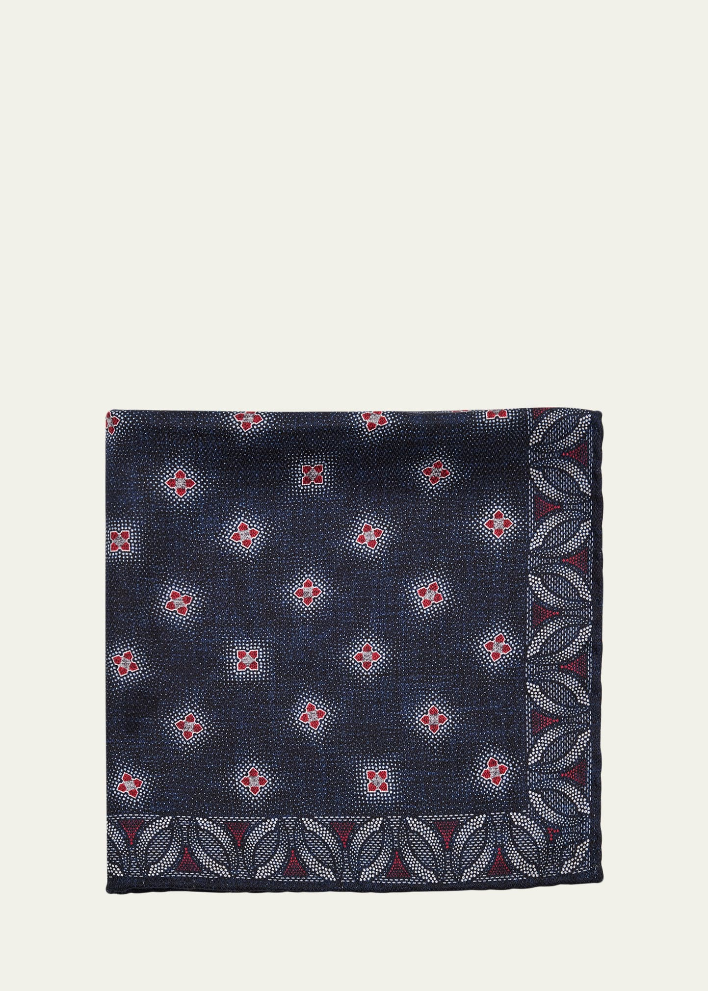 Men's Silk Floral Print Pocket Square - 1