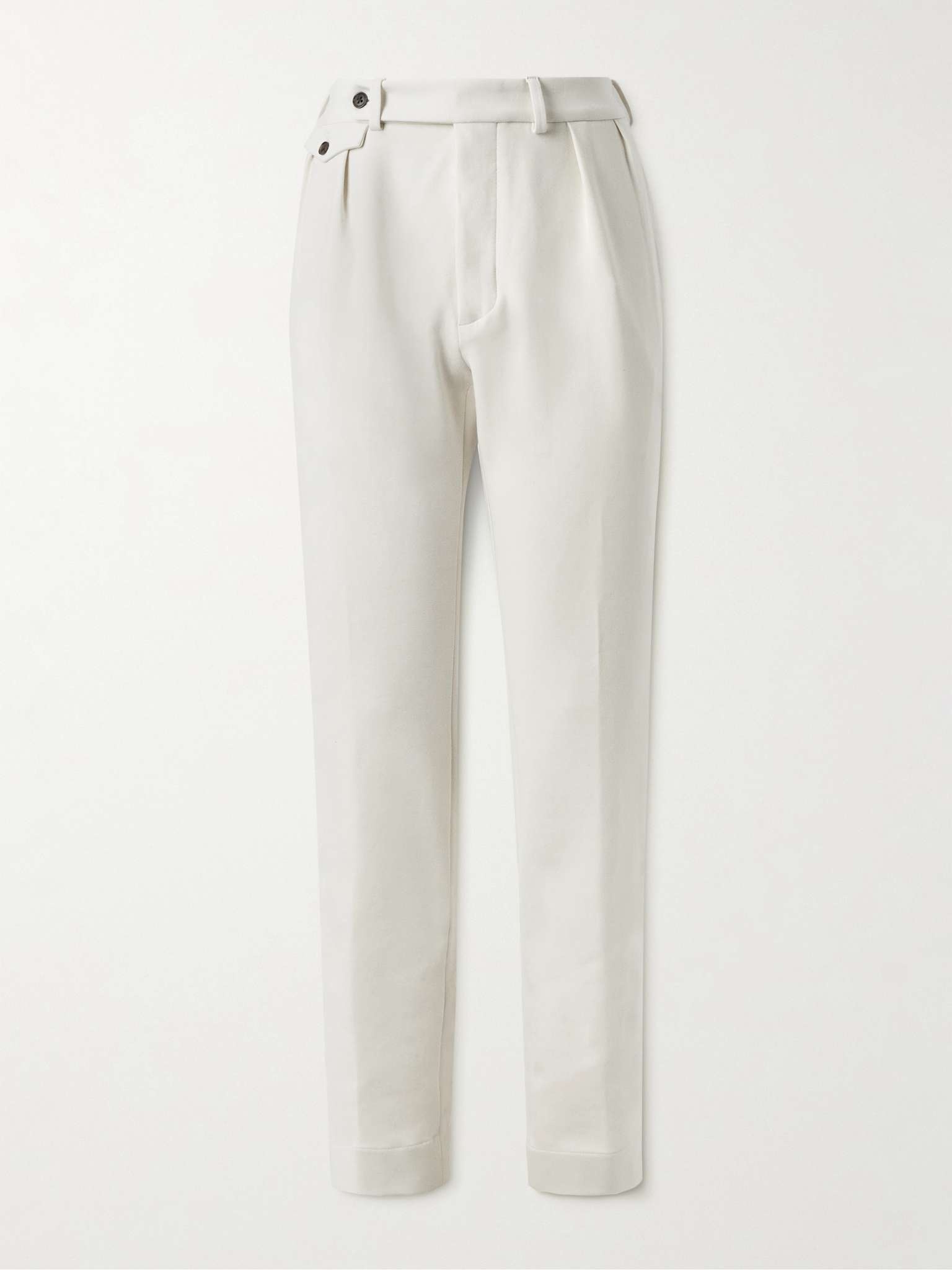 Straight-Leg Cotton-Blend Jersey Trousers - 1