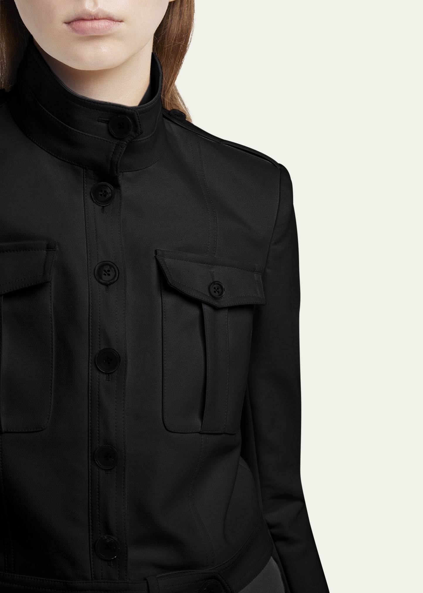 Shrunken Military Cotton Jacket - 4