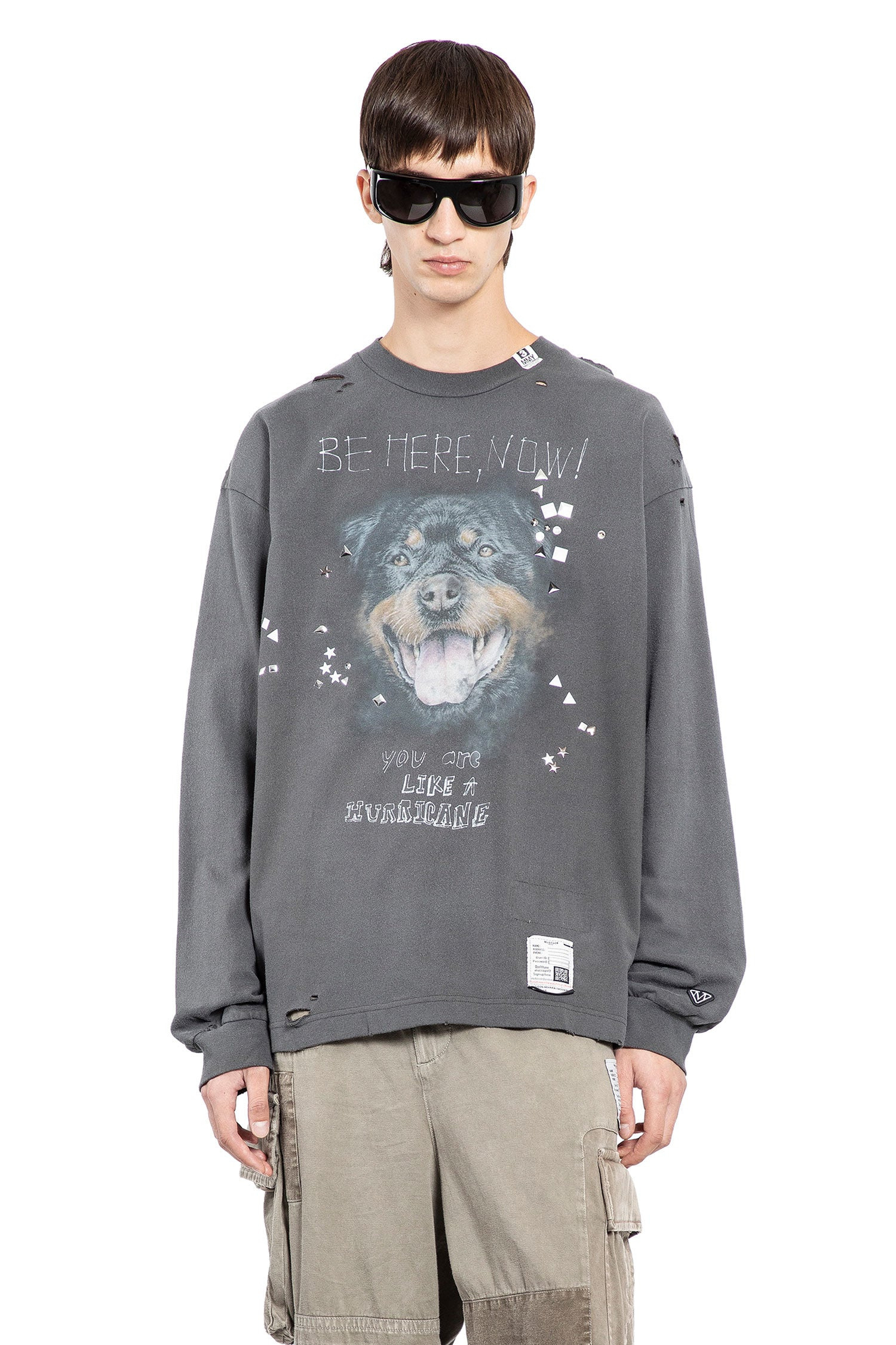 Embellished Distressed Long Sleeve Tee - 5