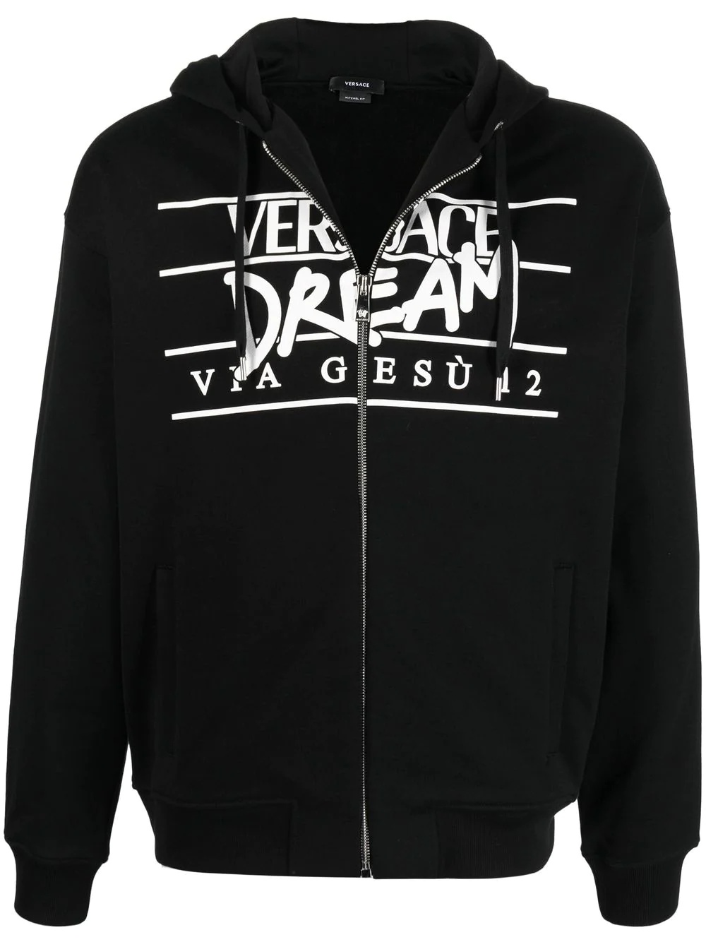 slogan logo-print zip-front hoodie - 1