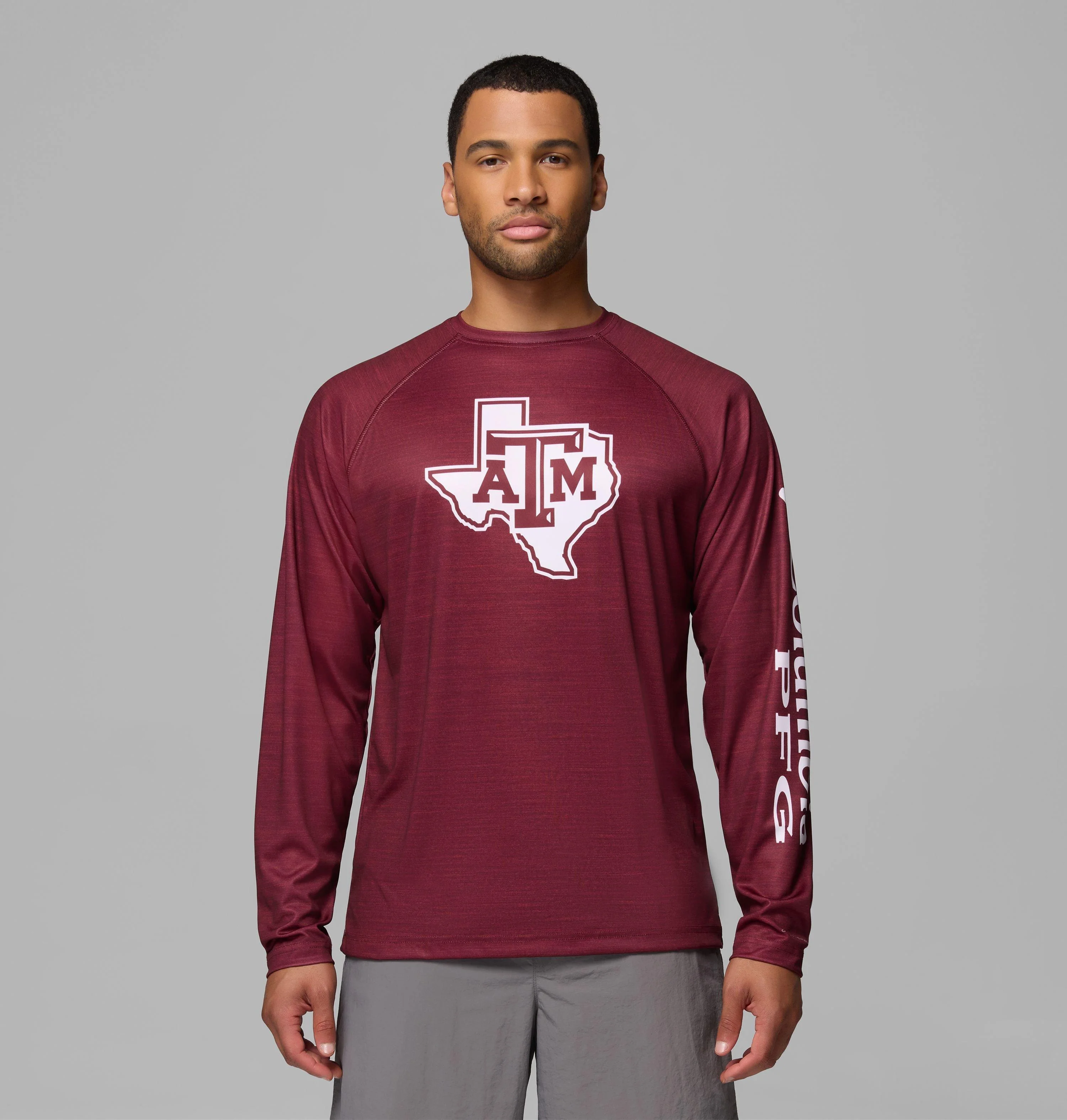 Men's Collegiate PFG Terminal Tackle Heather Long Sleeve Shirt - Texas A&M - 1
