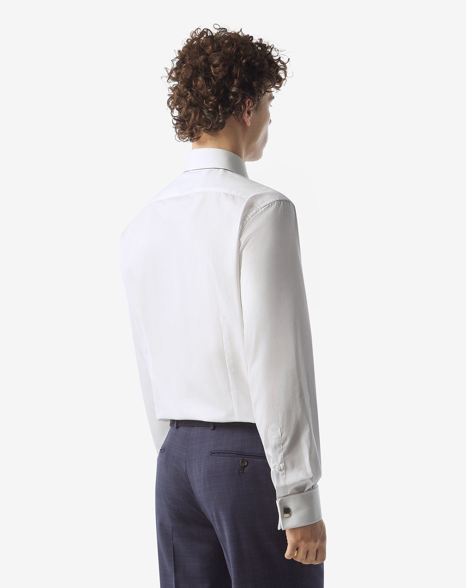 Cotton twill shirt with light blue and white stripes - 3