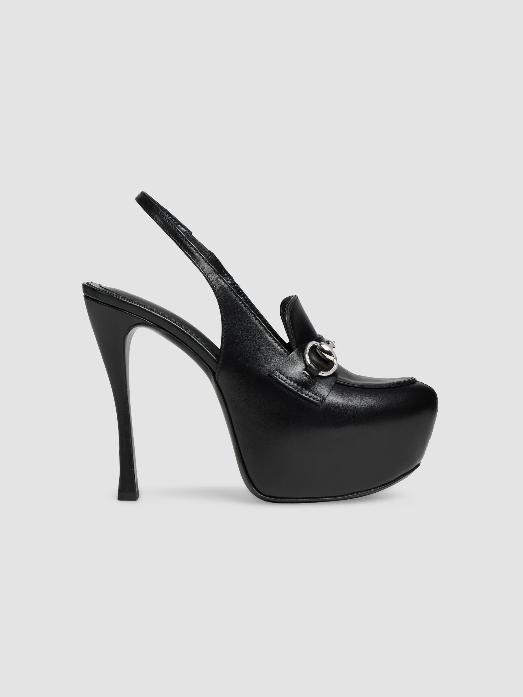 Women's Fame 85MM Leather Platform Slingback Pumps - Black - 1