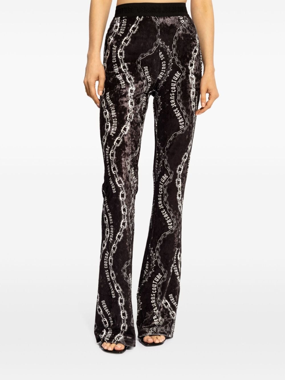 chain-print flared trousers - 3