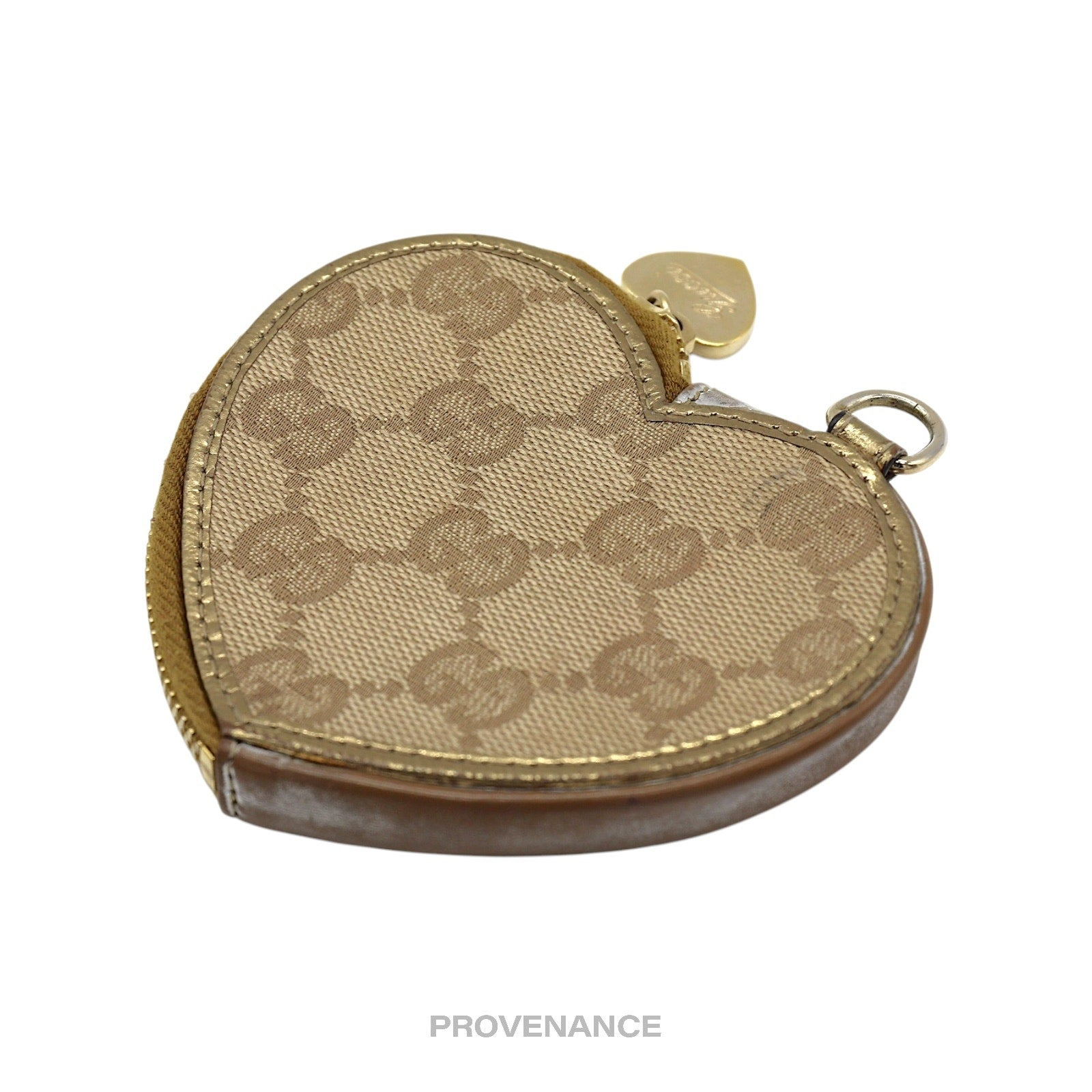 Gucci GG Canvas Coin Wallet - Bronze Heart Metallic - 4