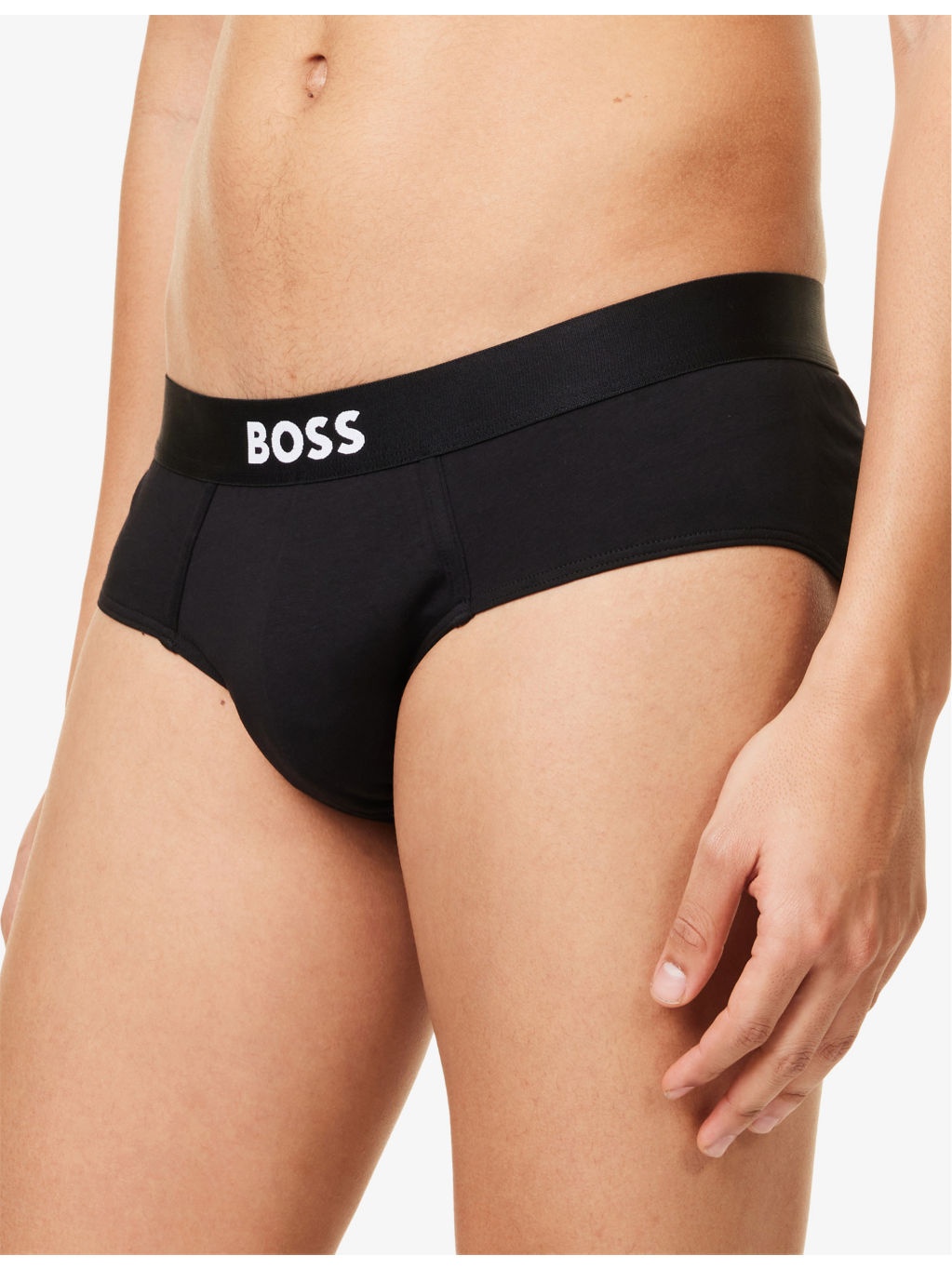 BOSS ONE x David Beckham Logo-Waistband Pack of Three Stretch-Cotton Hipster Briefs - 4