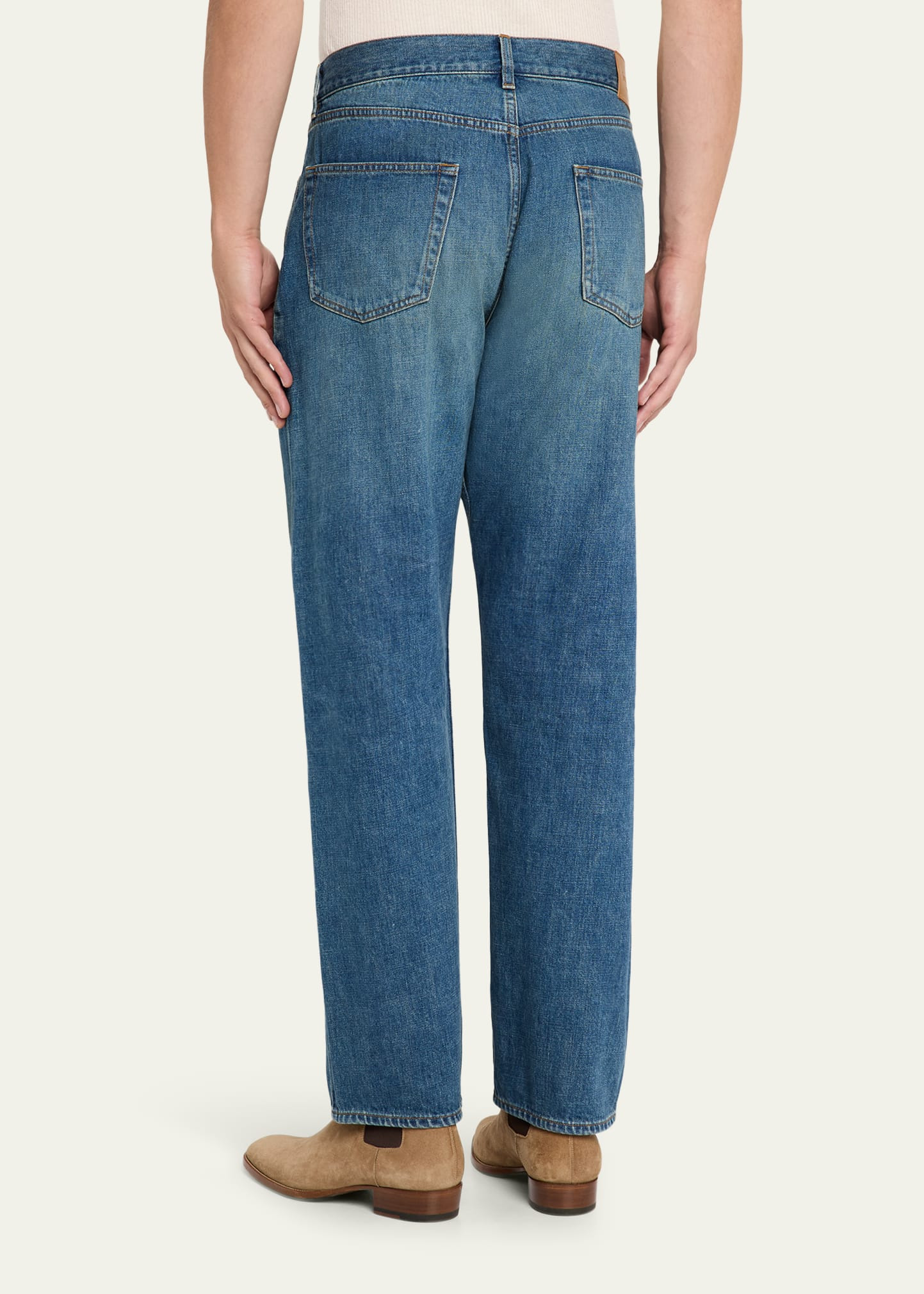 Men's Dark Blue Denim Hi Rise Long Mick Jean - 3