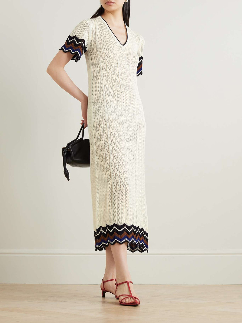 ERES Luna striped crocheted cotton-blend dress outlook