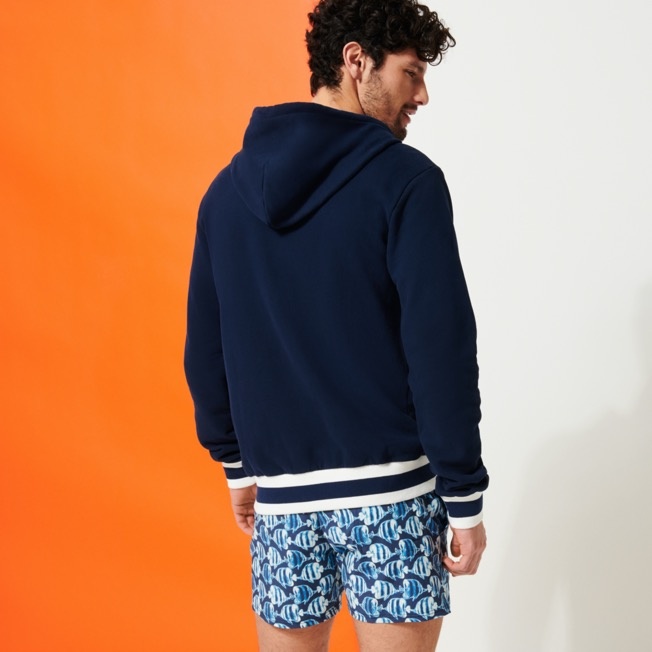 Men Hoodie Centered Front Zip Sweatshirt printed Batik Fishes - 4