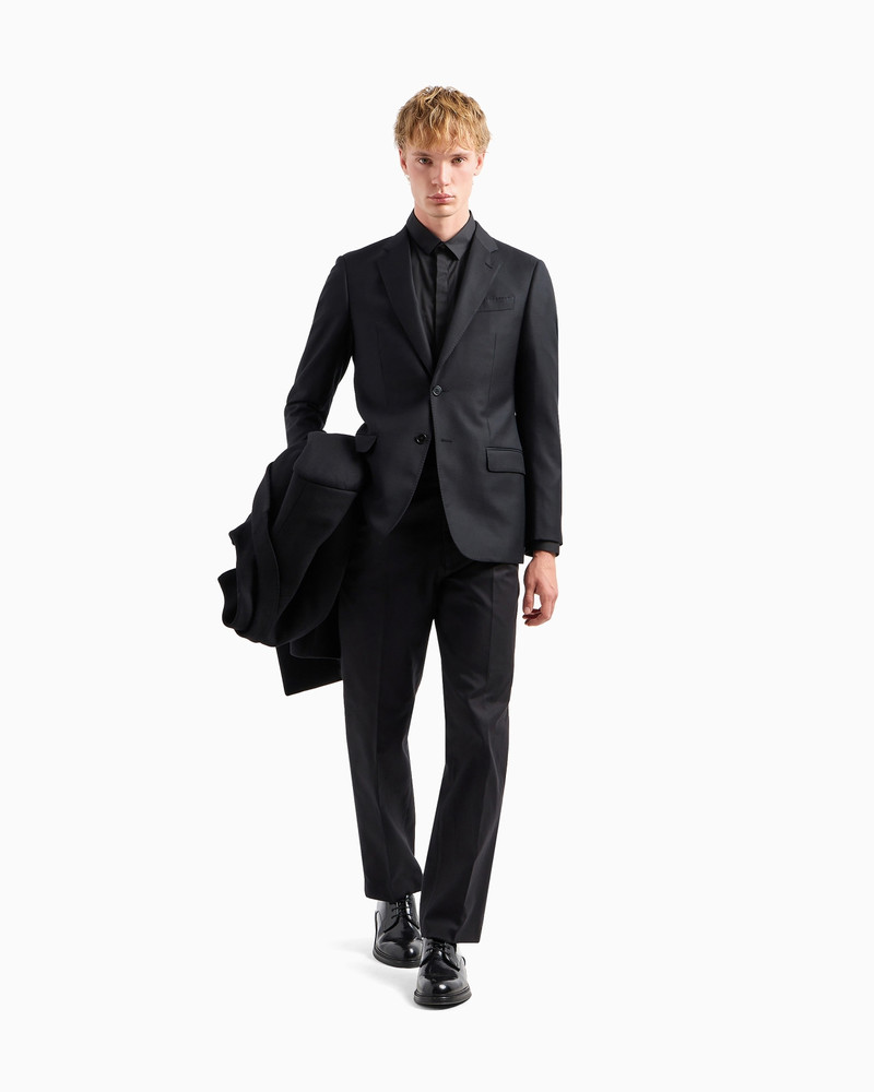 Comfort-fit single-breasted jacket in virgin-wool hopsack 2