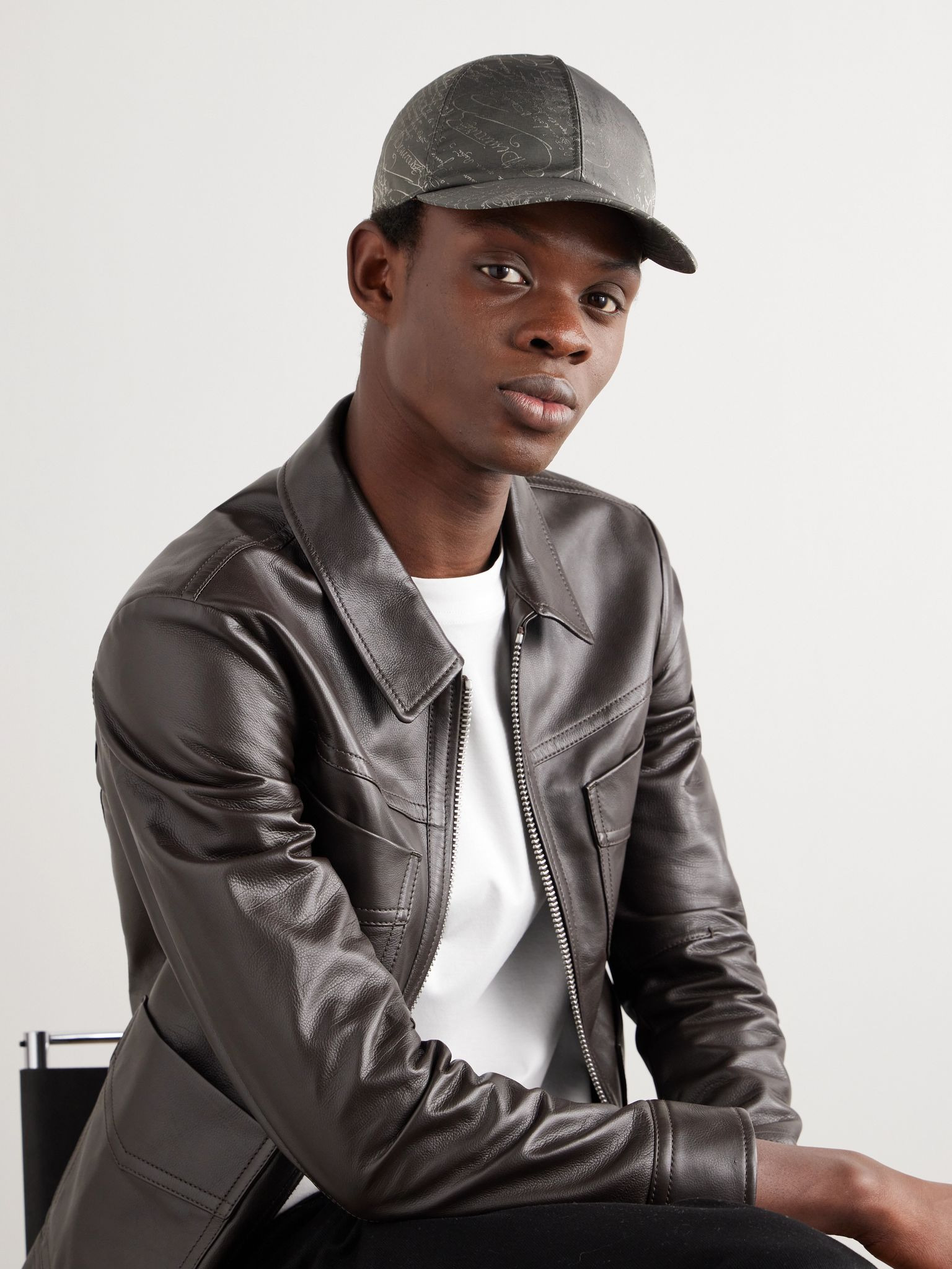 Scritto-Jacquard Twill Baseball Cap Gray - 2