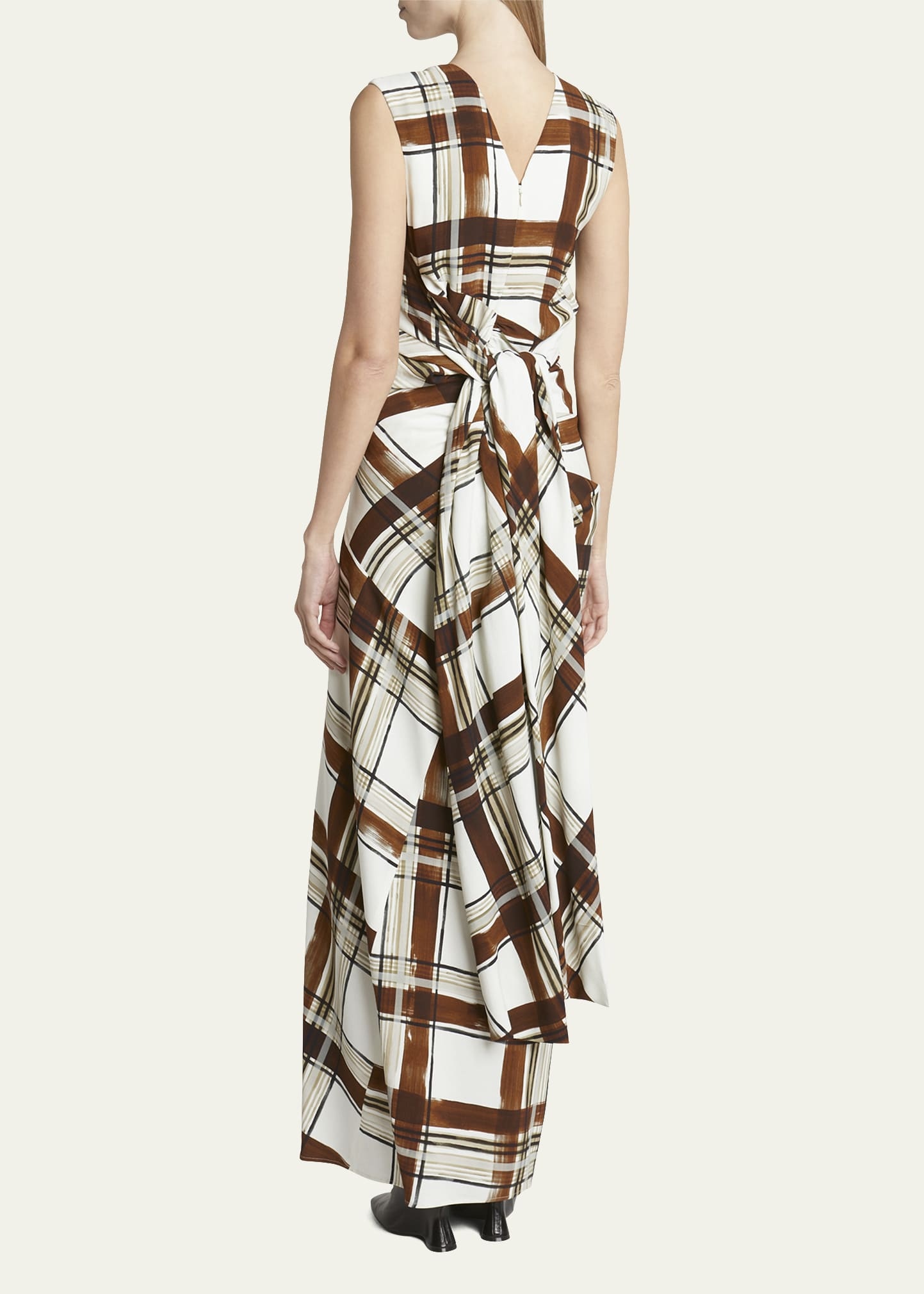 Daring Plaid Asymmetric Maxi Dress - 3