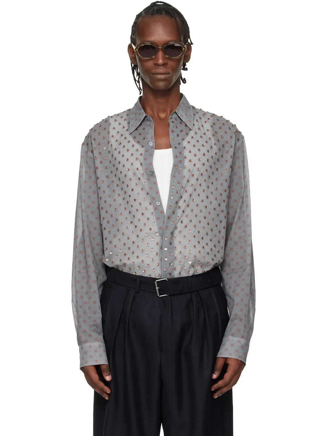 Gray Sequinned Shirt - 1