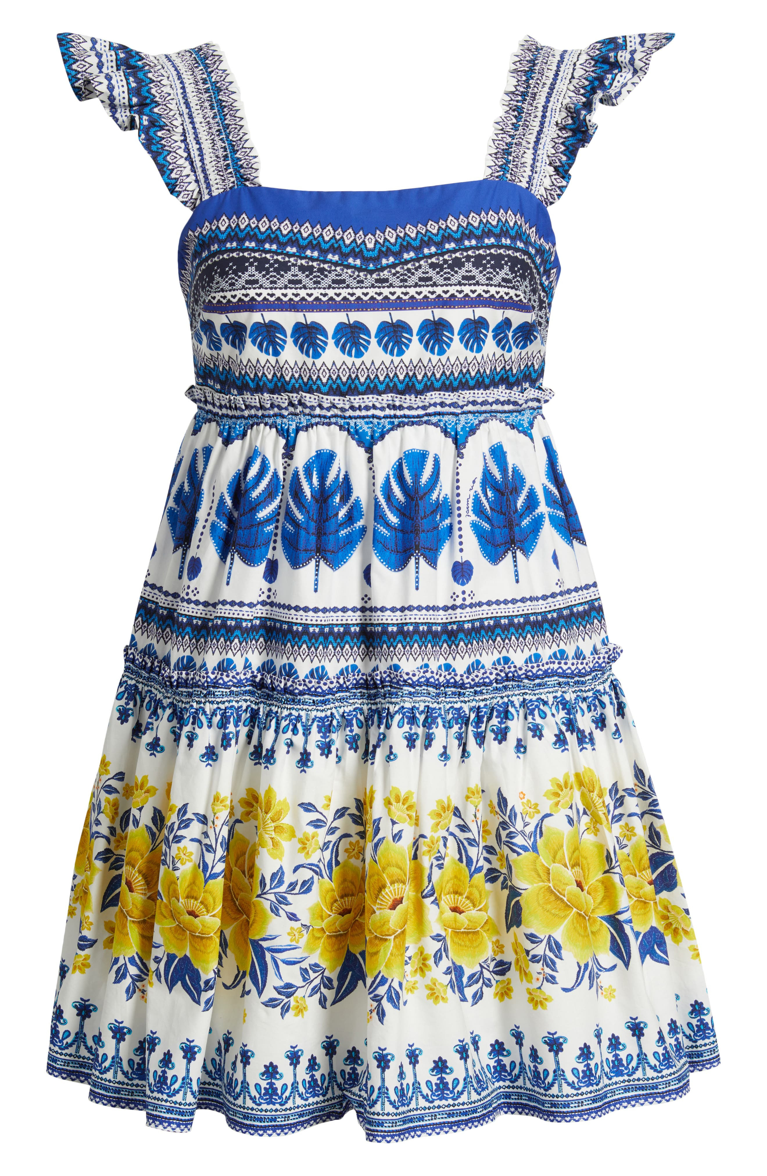 FARM Rio Zuli Mixed Print Cotton Mini Sundress in Off-White at Nordstrom - 5
