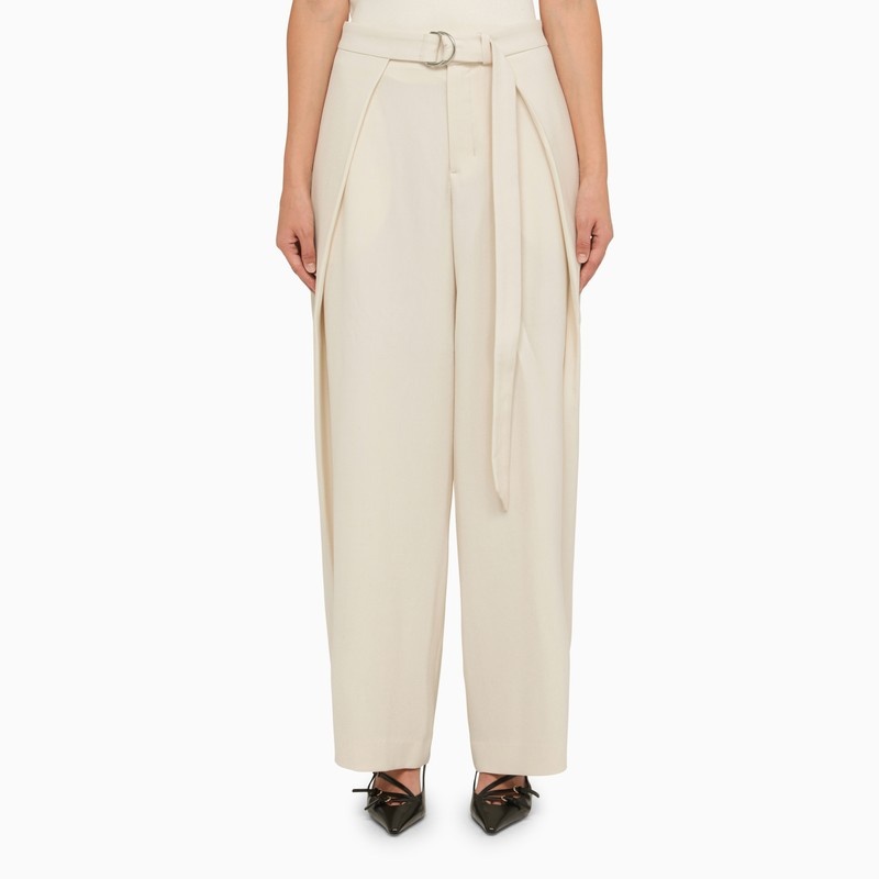 Ami Paris Ivory Trousers With Belt Women - 1