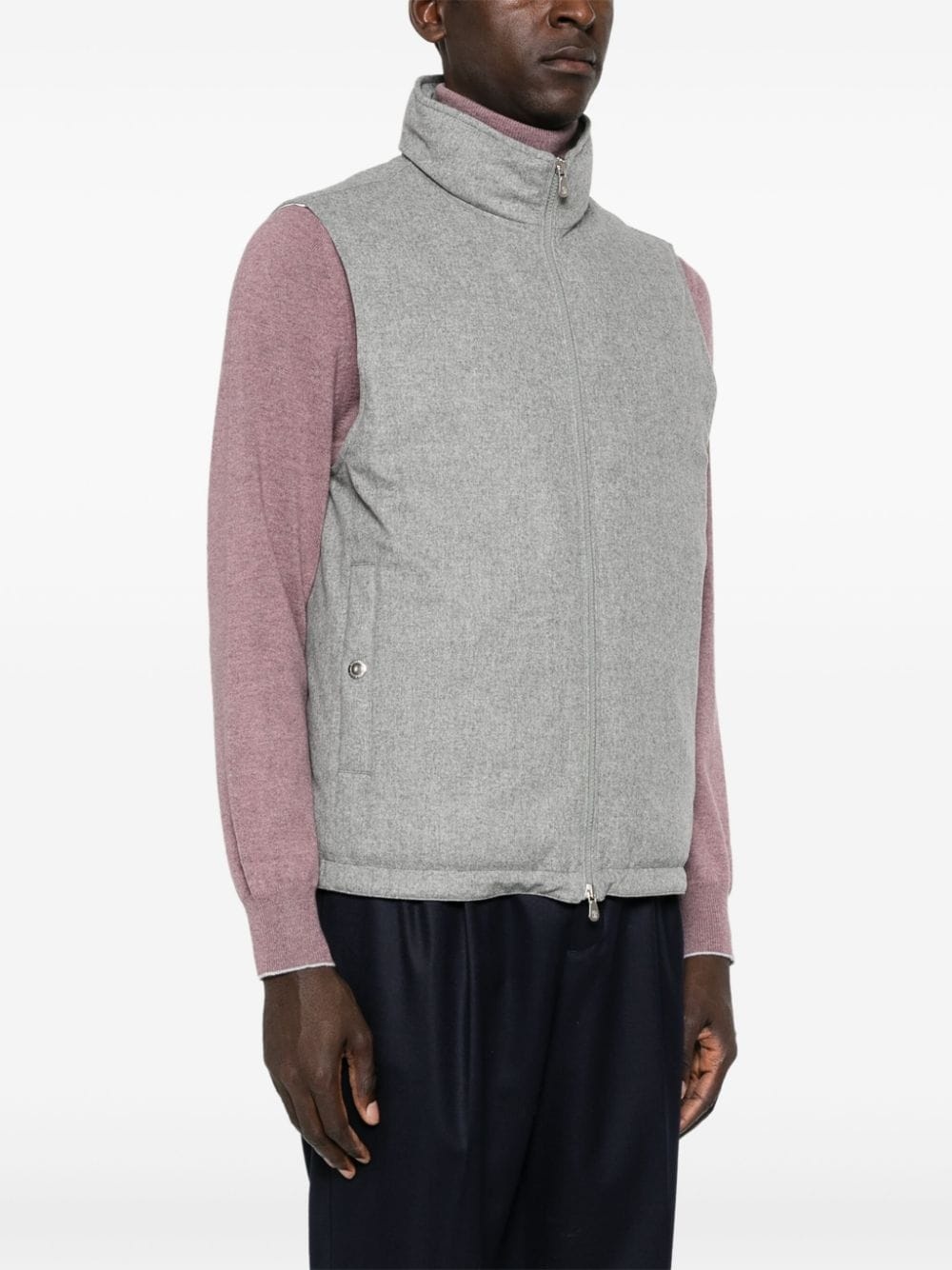 high-neck wool gilet - 3