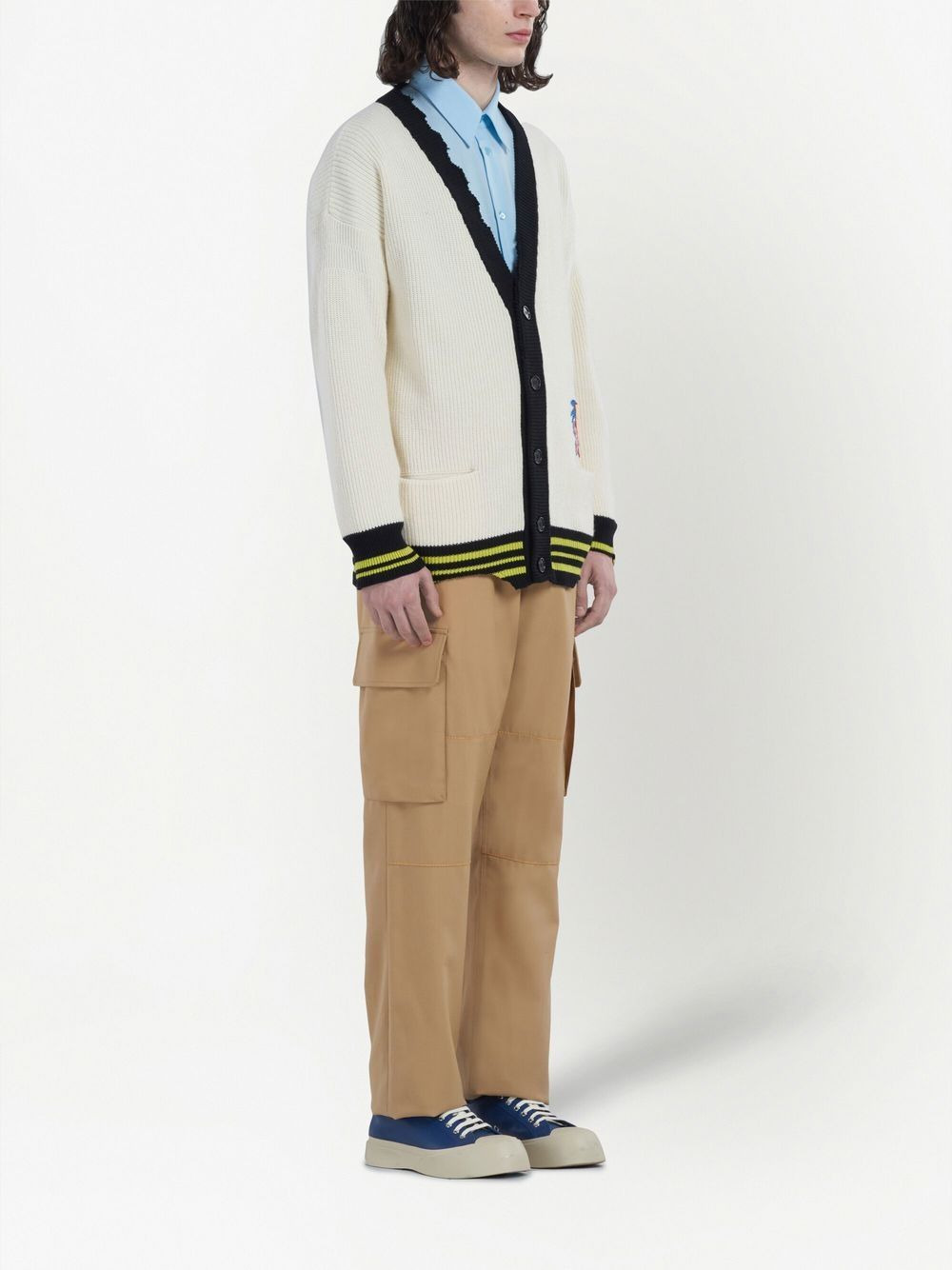logo-patch knitted cardigan - 2