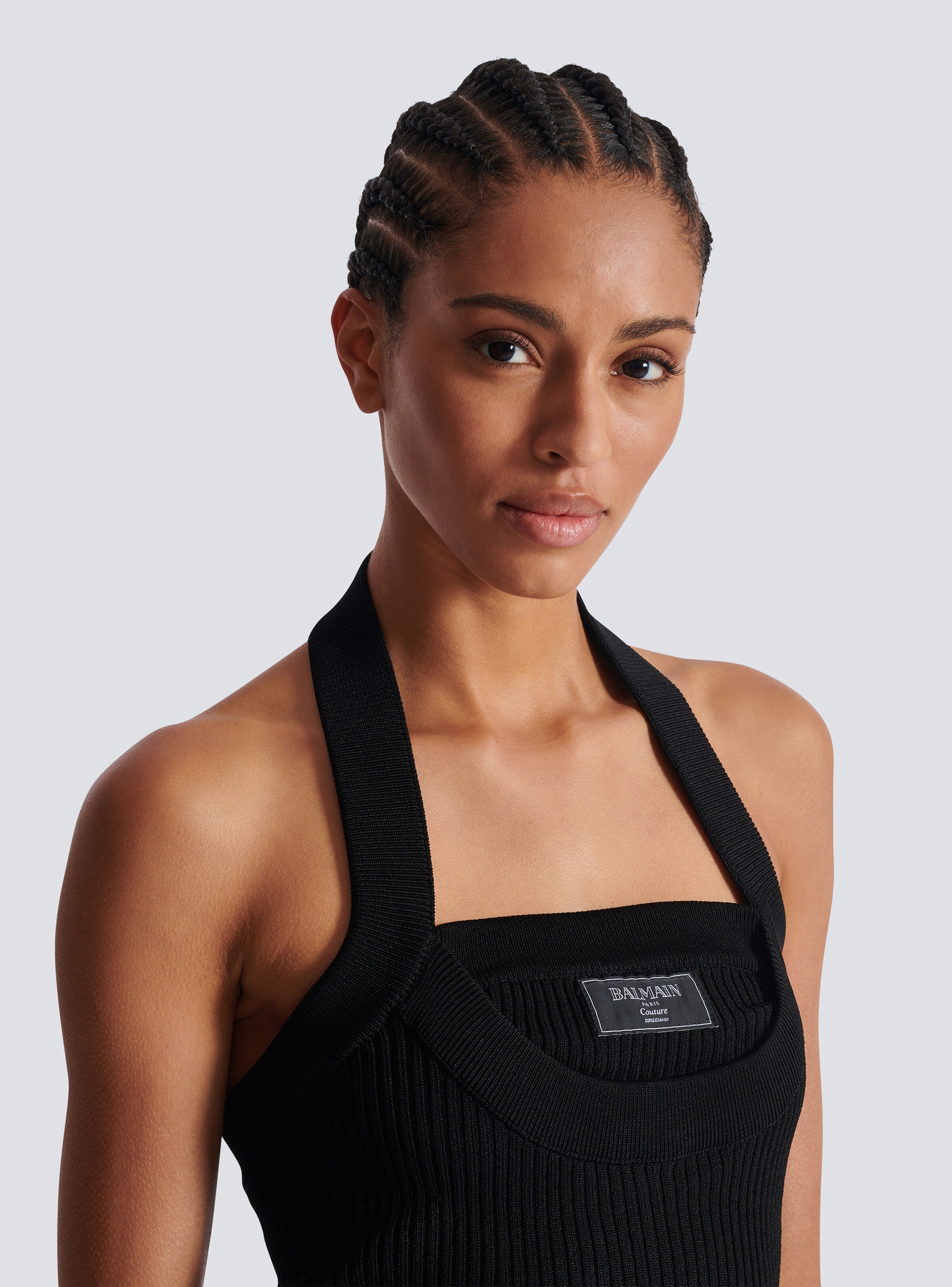 Ribbed knit halterneck top - 7